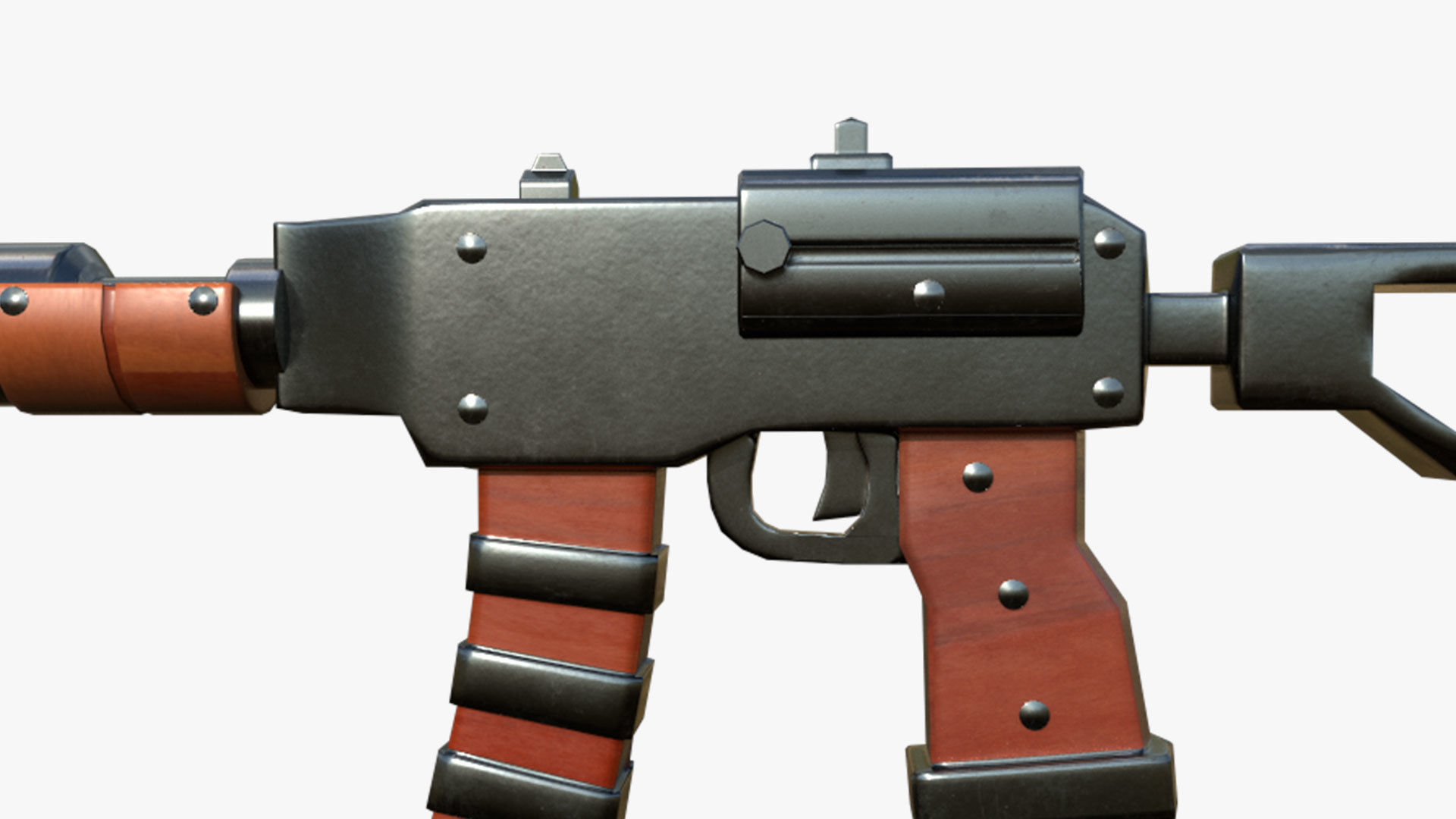 Stylized AK-47 Rifle Low-poly 3D model_5