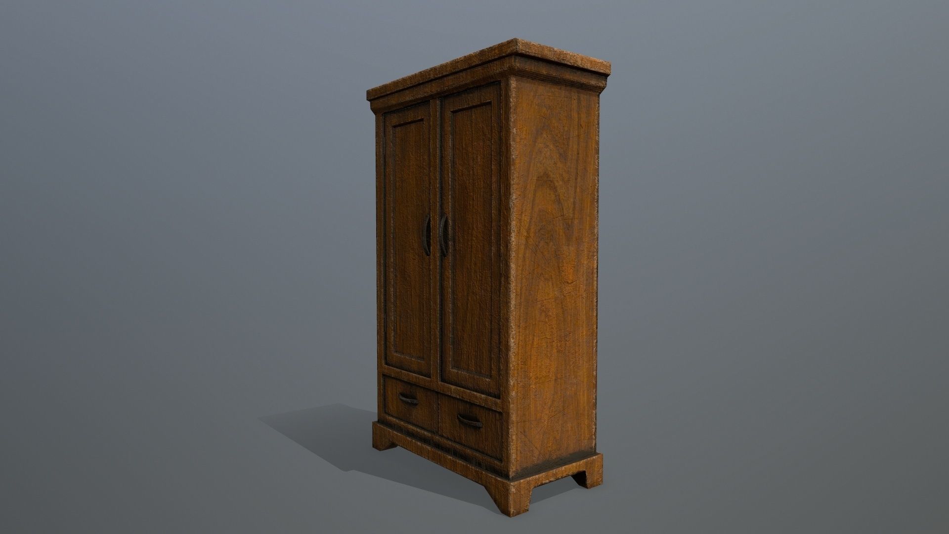 Cabinet 2 wooden wardrobe Low-poly 3D model_3