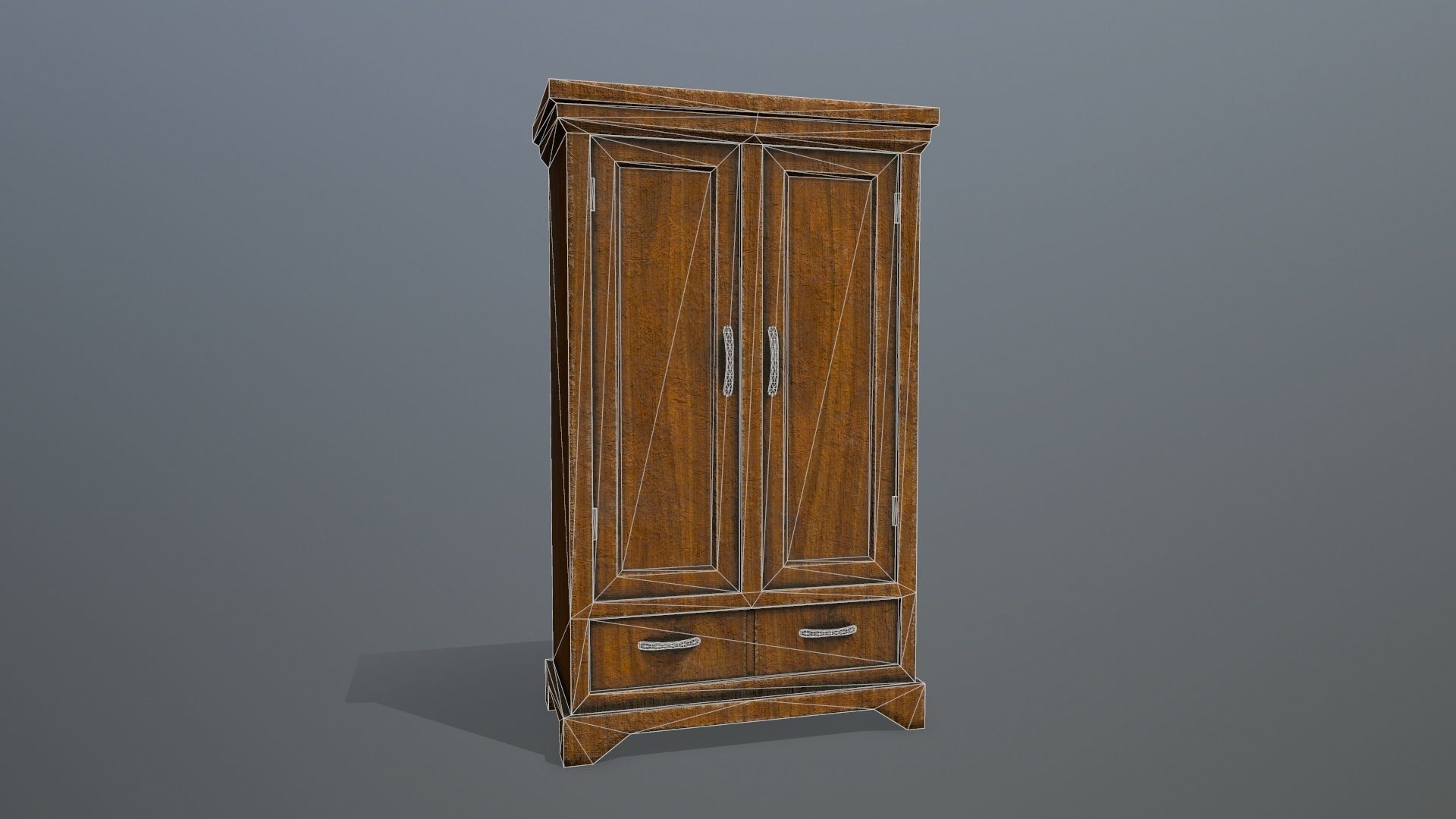 Cabinet 2 wooden wardrobe Low-poly 3D model_10