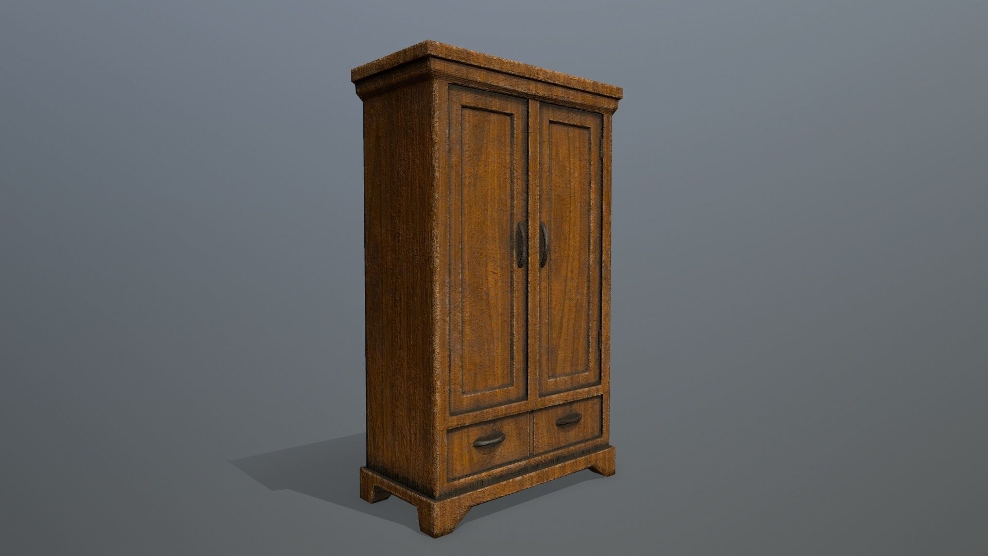 Cabinet 2 wooden wardrobe Low-poly 3D model_9