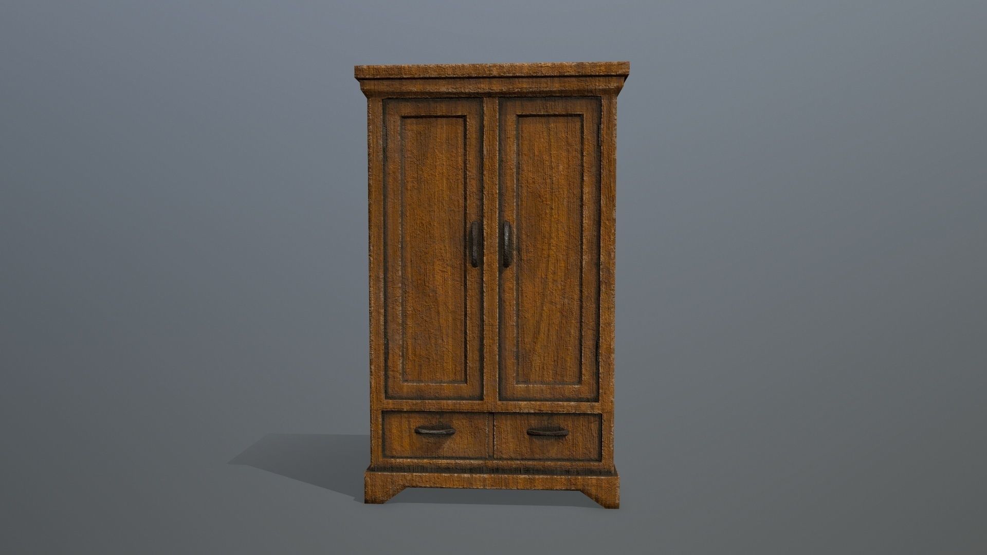 Cabinet 2 wooden wardrobe Low-poly 3D model_2