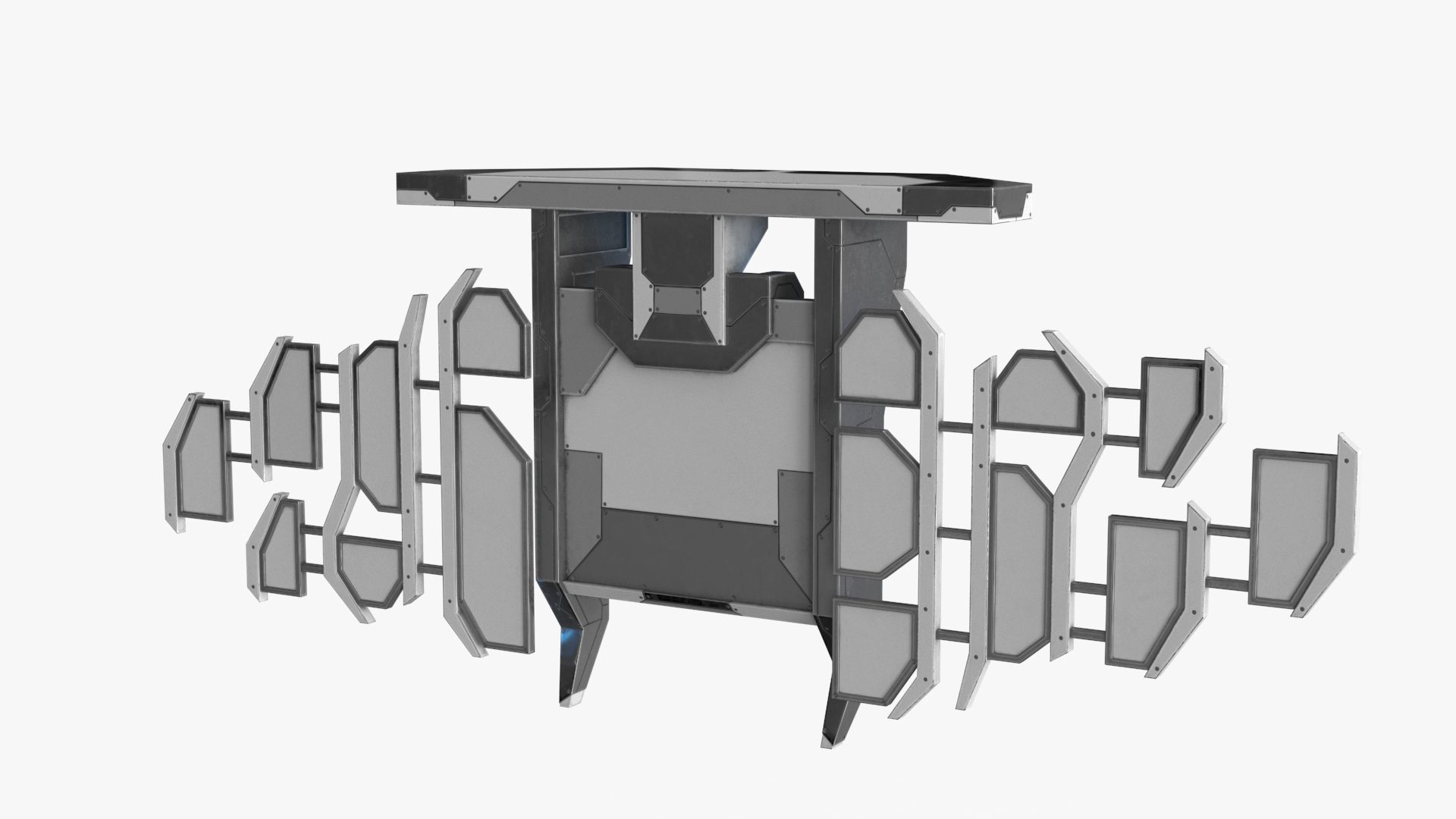 Sci Fi Control Panel Monitor Low-poly 3D model_8