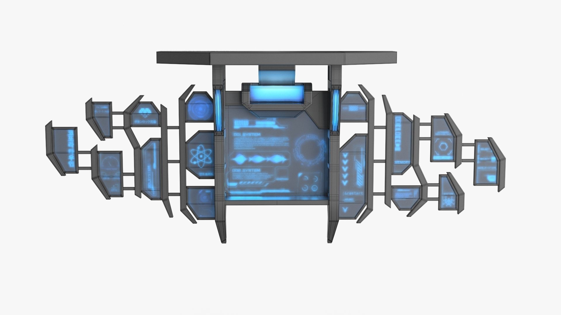 Sci Fi Control Panel Monitor Low-poly 3D model_19