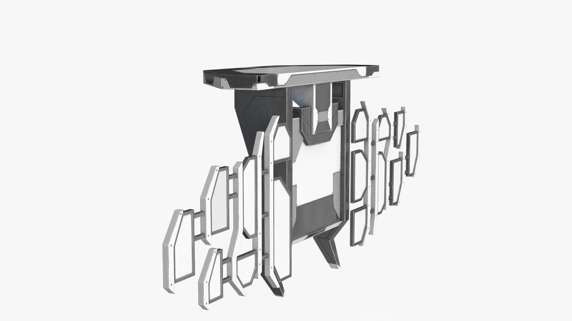 Sci Fi Control Panel Monitor Low-poly 3D model_11