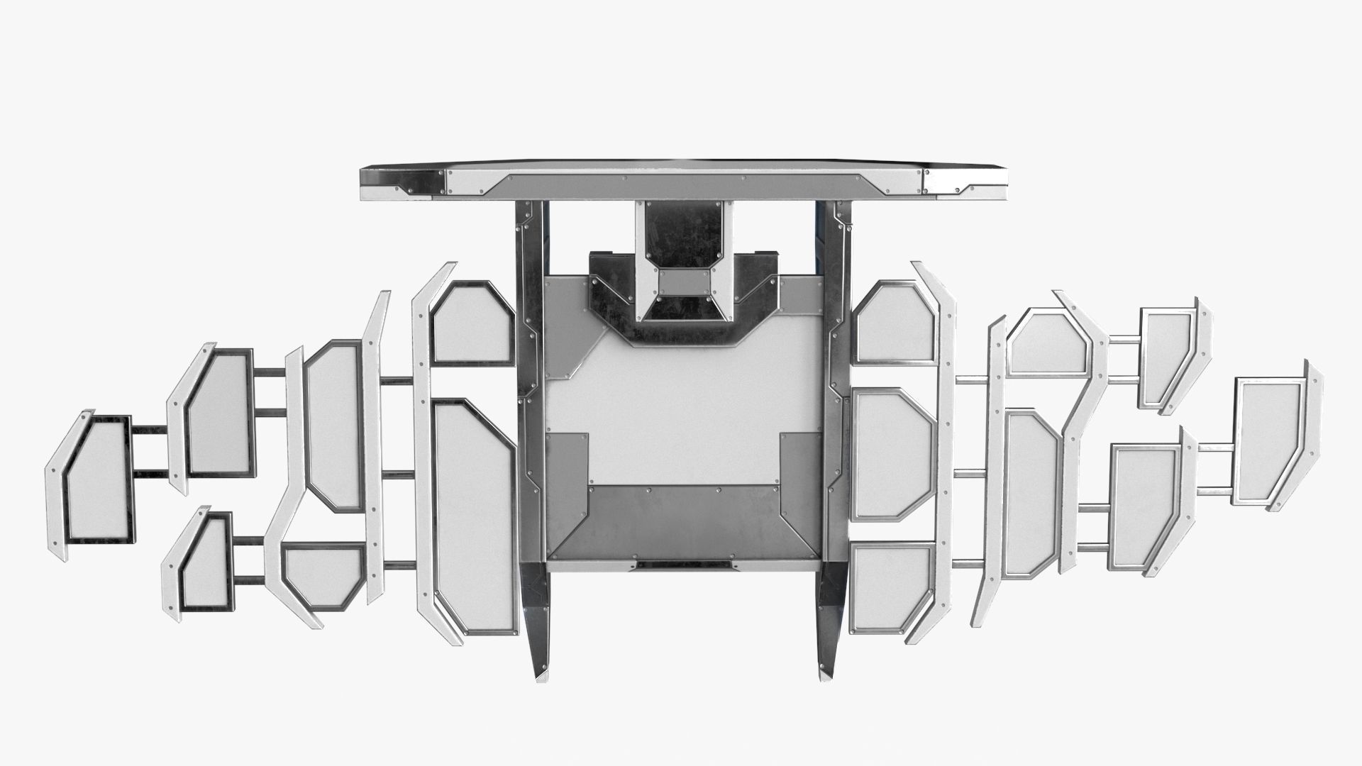 Sci Fi Control Panel Monitor Low-poly 3D model_9