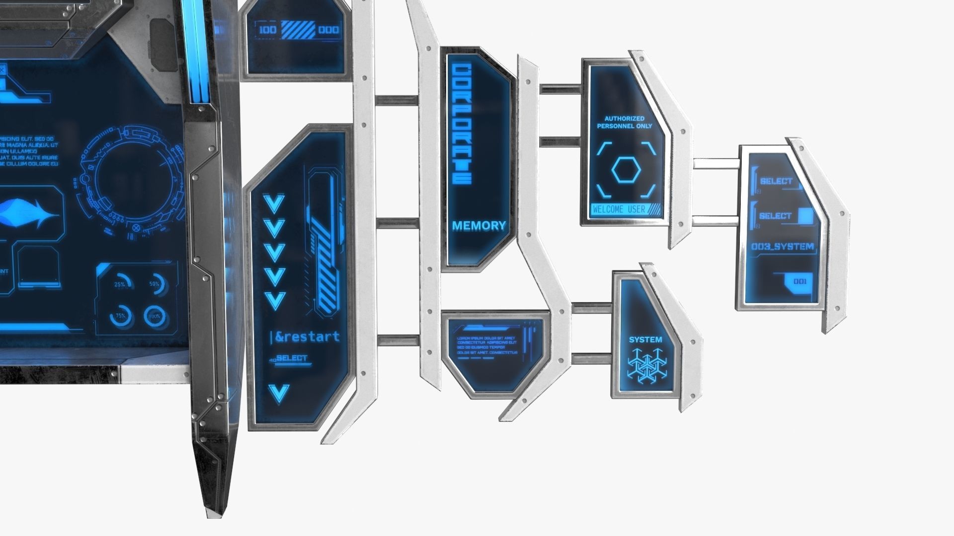 Sci Fi Control Panel Monitor Low-poly 3D model_16
