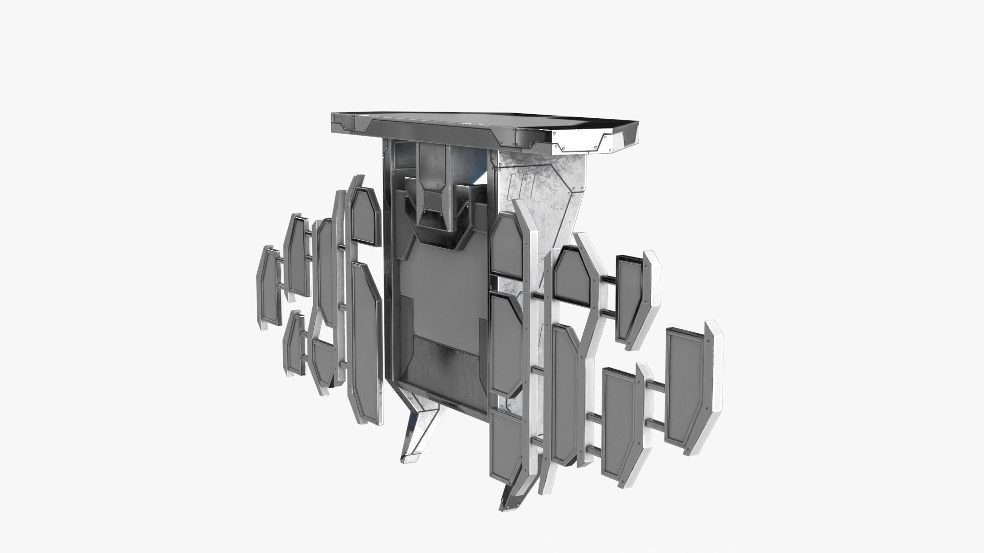 Sci Fi Control Panel Monitor Low-poly 3D model_7
