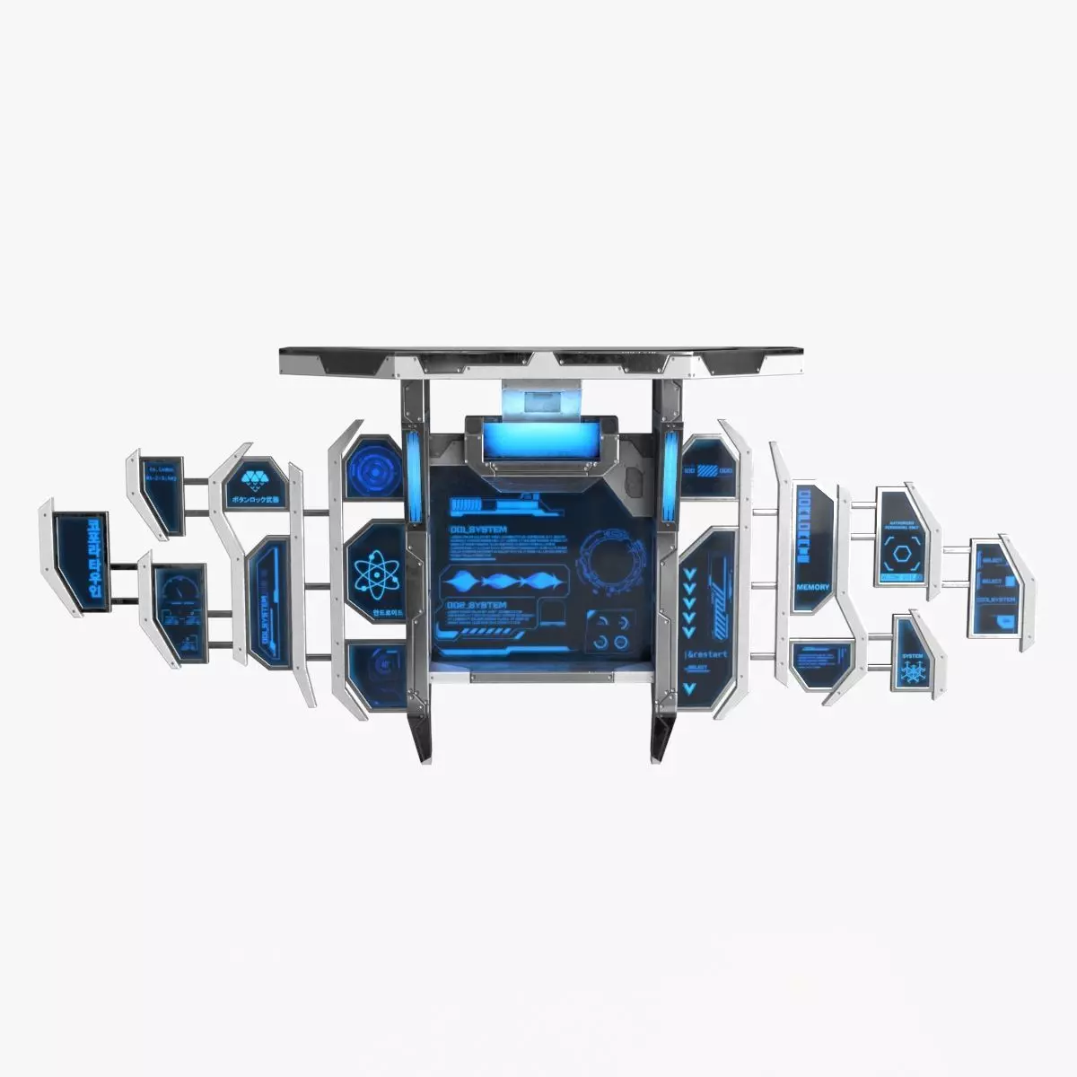 Sci Fi Control Panel Monitor Low-poly 3D model_0