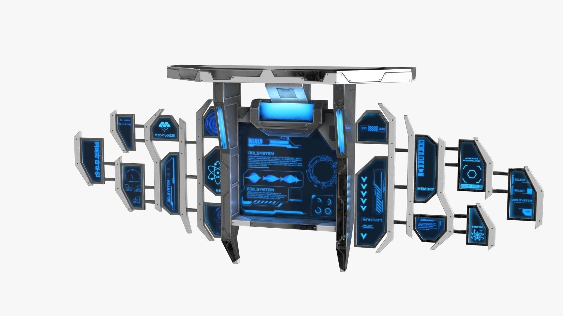 Sci Fi Control Panel Monitor Low-poly 3D model_14