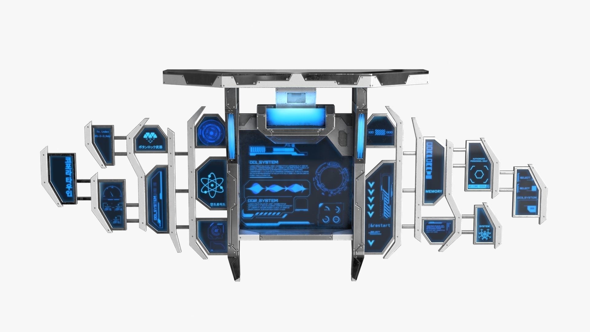 Sci Fi Control Panel Monitor Low-poly 3D model_3