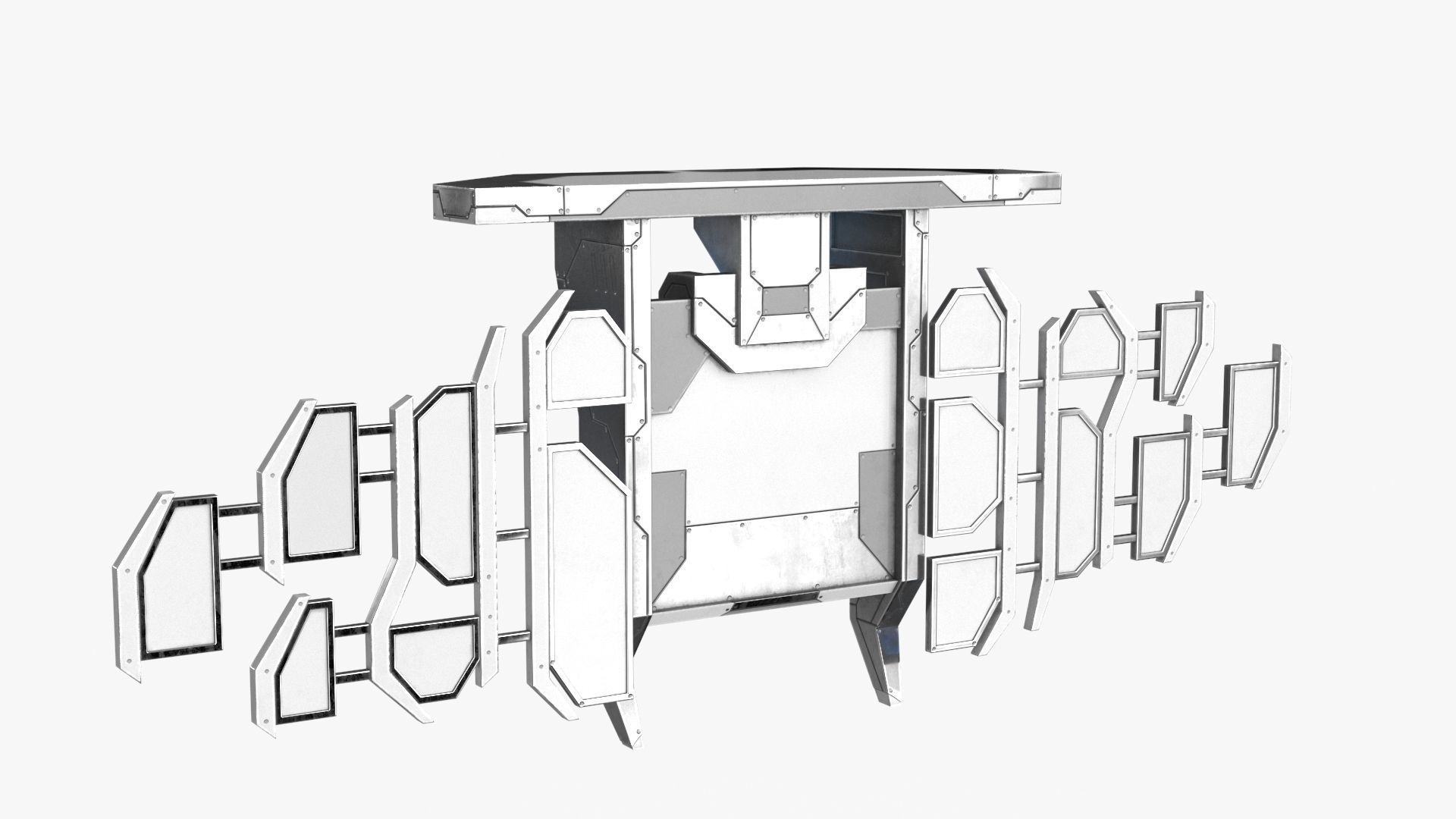 Sci Fi Control Panel Monitor Low-poly 3D model_10