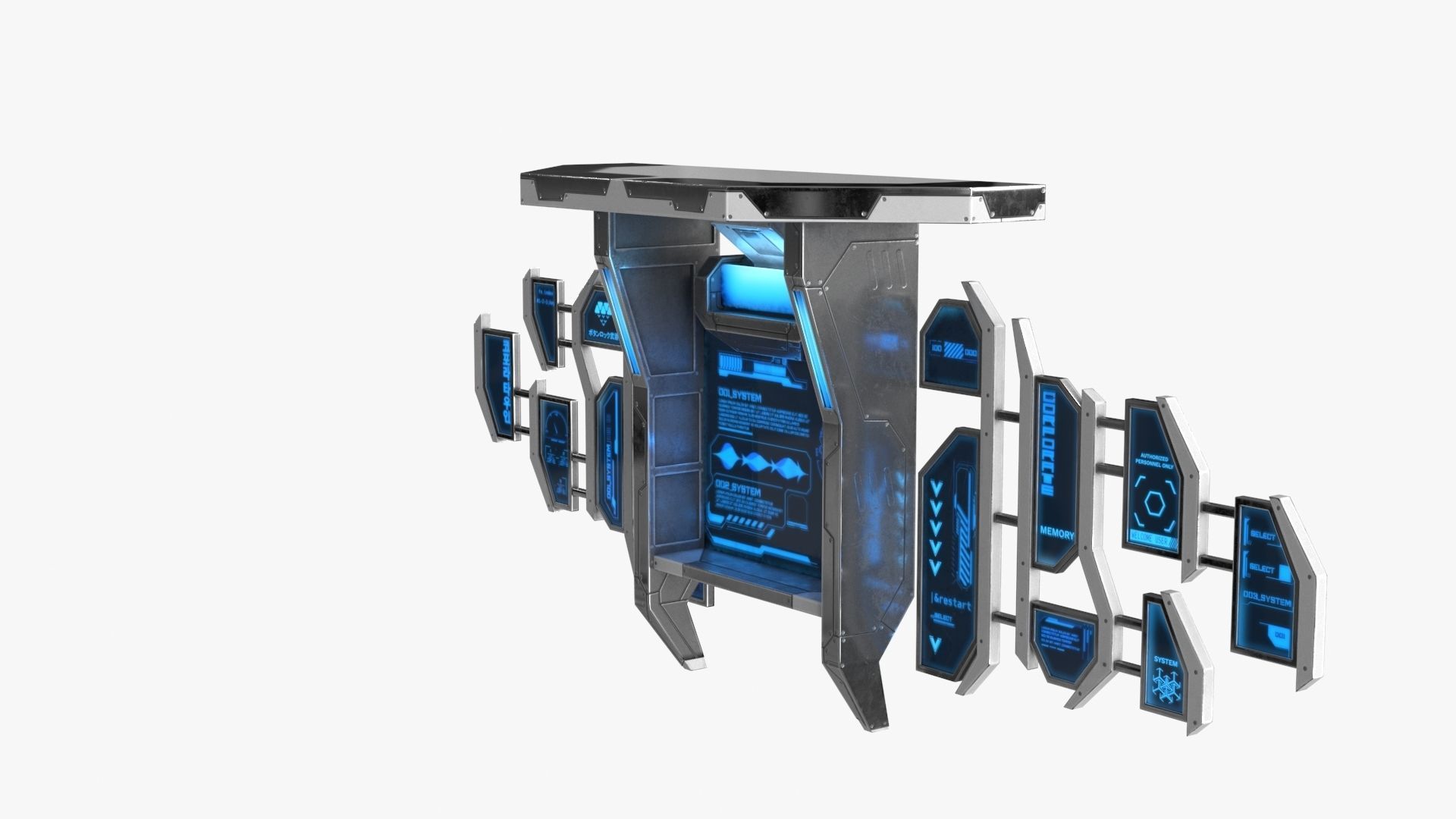 Sci Fi Control Panel Monitor Low-poly 3D model_13
