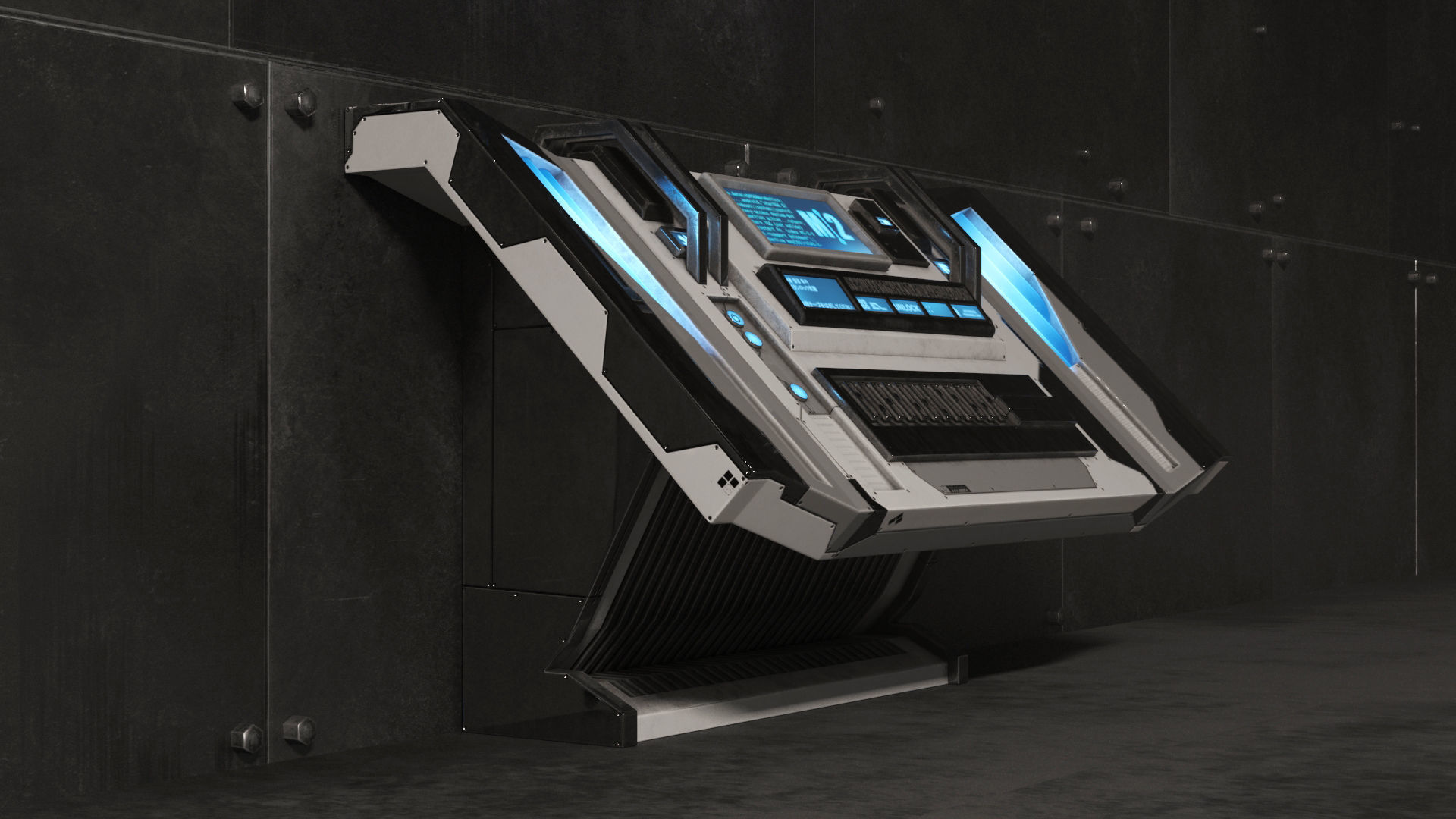 Sci Fi Control Panel Table L Low-poly 3D model_3