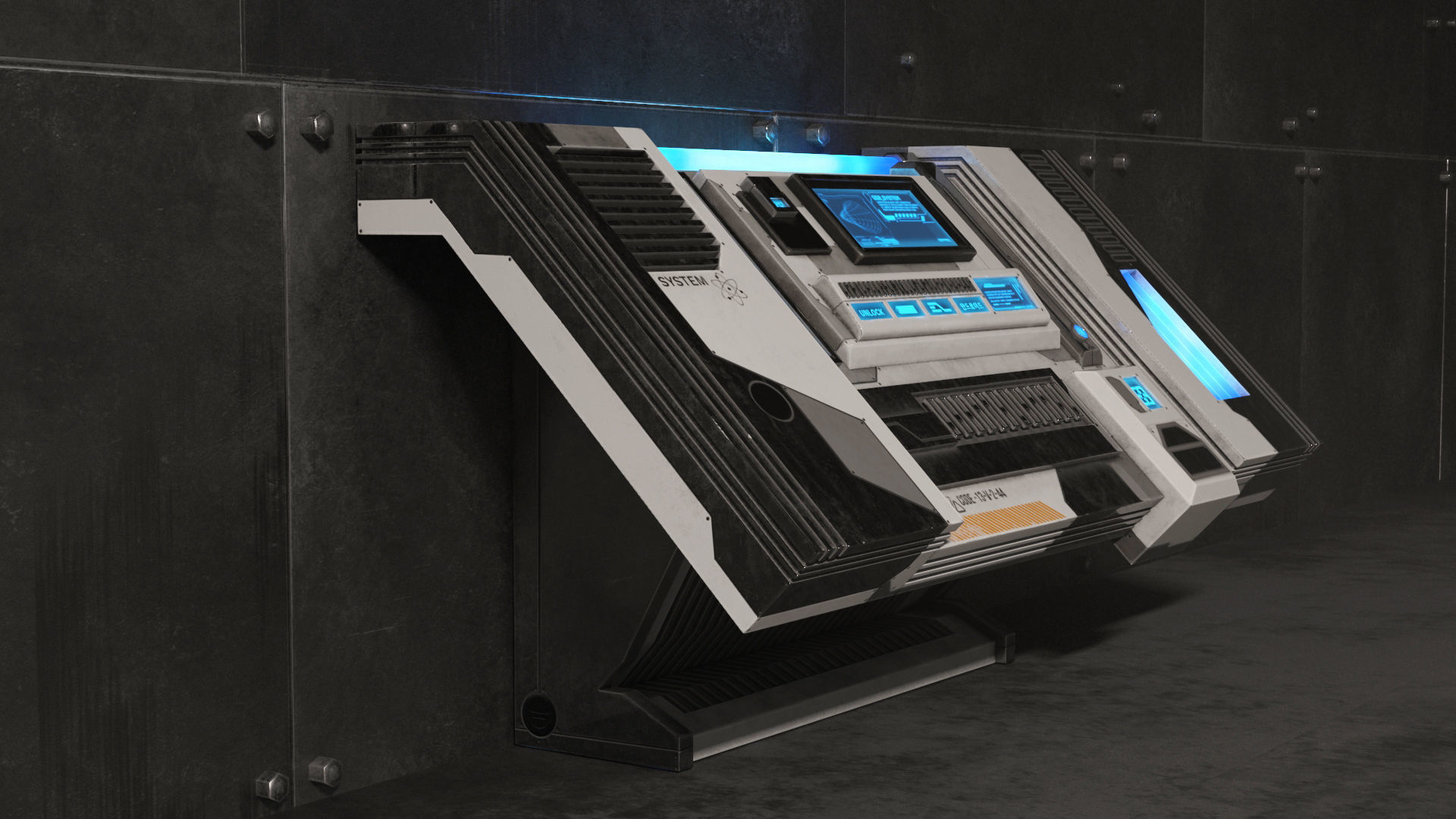 Sci Fi Control Panel Table R Low-poly 3D model_3