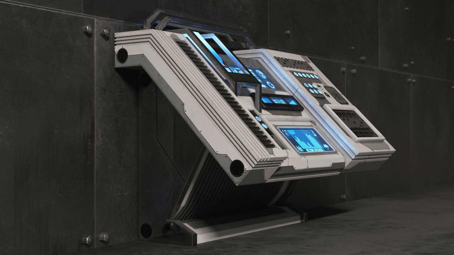 Sci Fi Control Panel Table Low-poly 3D model_3