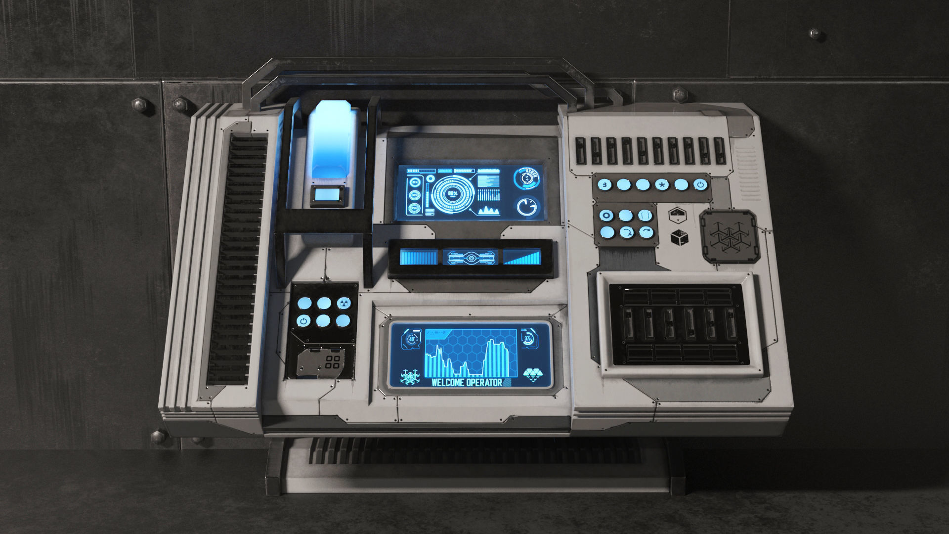 Sci Fi Control Panel Table Low-poly 3D model_2