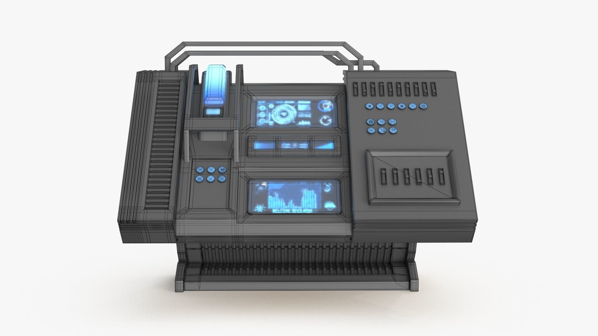 Sci Fi Control Panel Table Low-poly 3D model_19