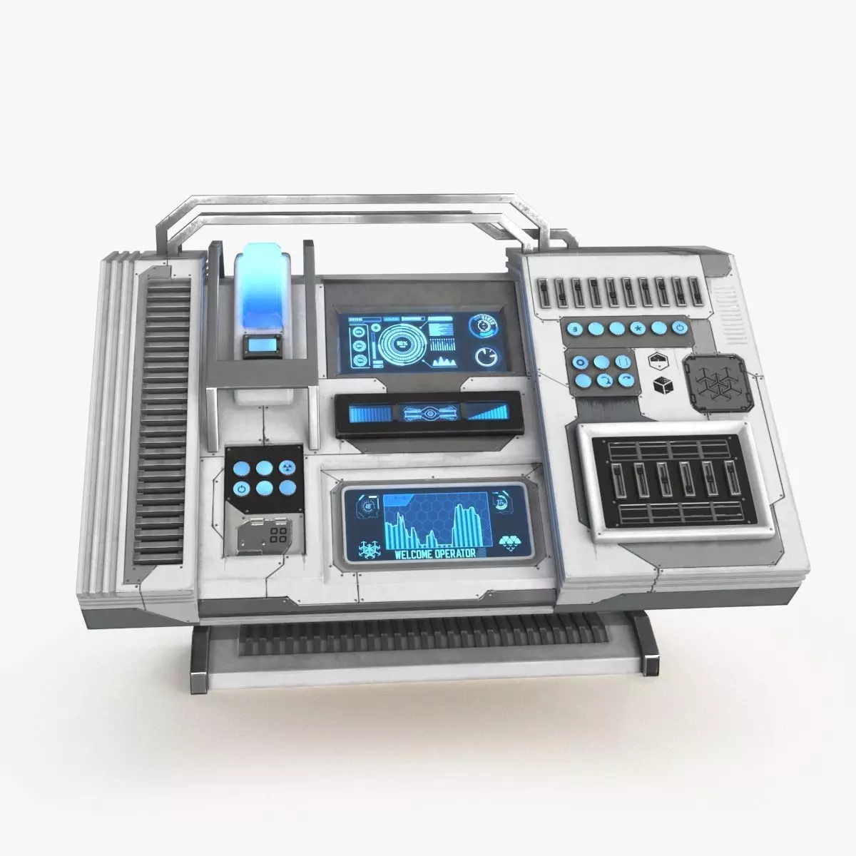 Sci Fi Control Panel Table Low-poly 3D model_0