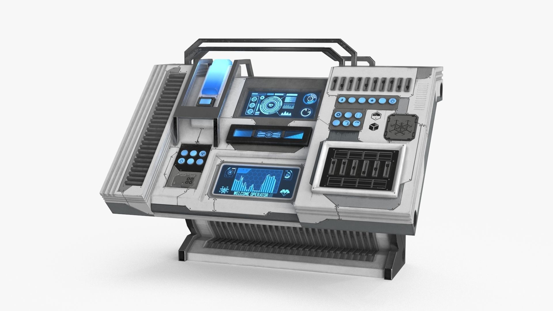 Sci Fi Control Panel Table Low-poly 3D model_15