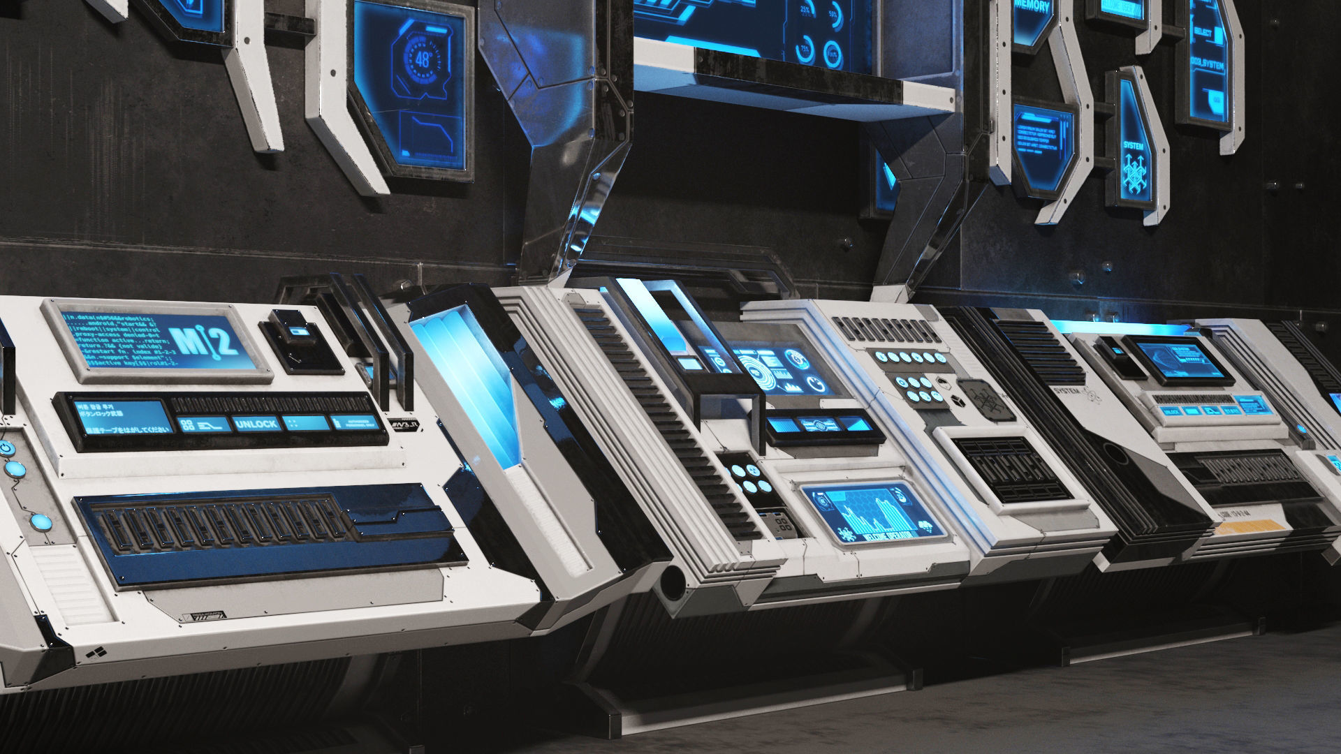 Sci Fi Control Panel 3D Model Collection_6
