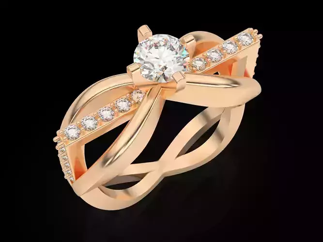 Solitaire  fashion ring Engagement Ring Silver Gold 