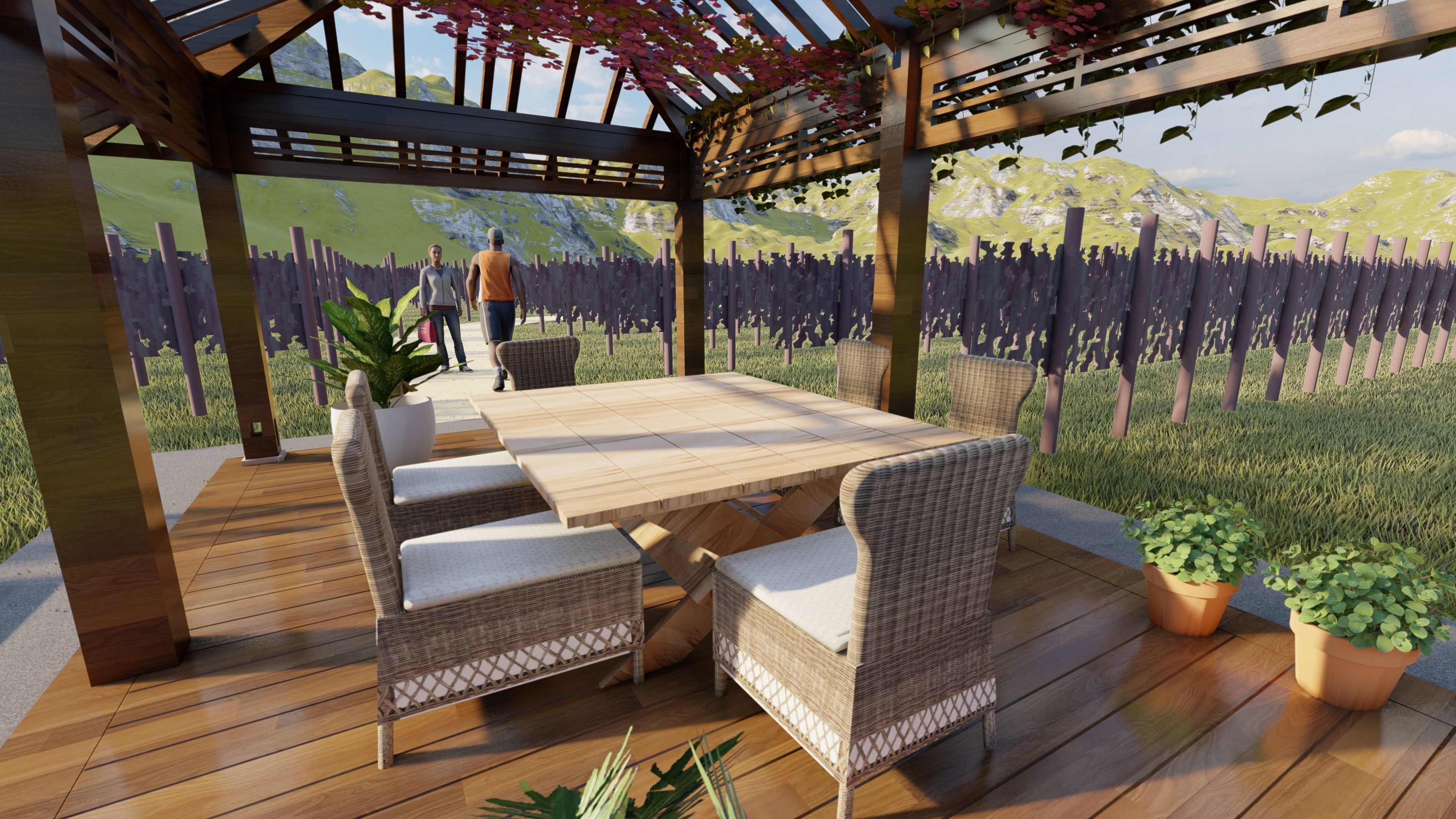 Agriculture landscape model Grapevine design  Low-poly 3D model_2