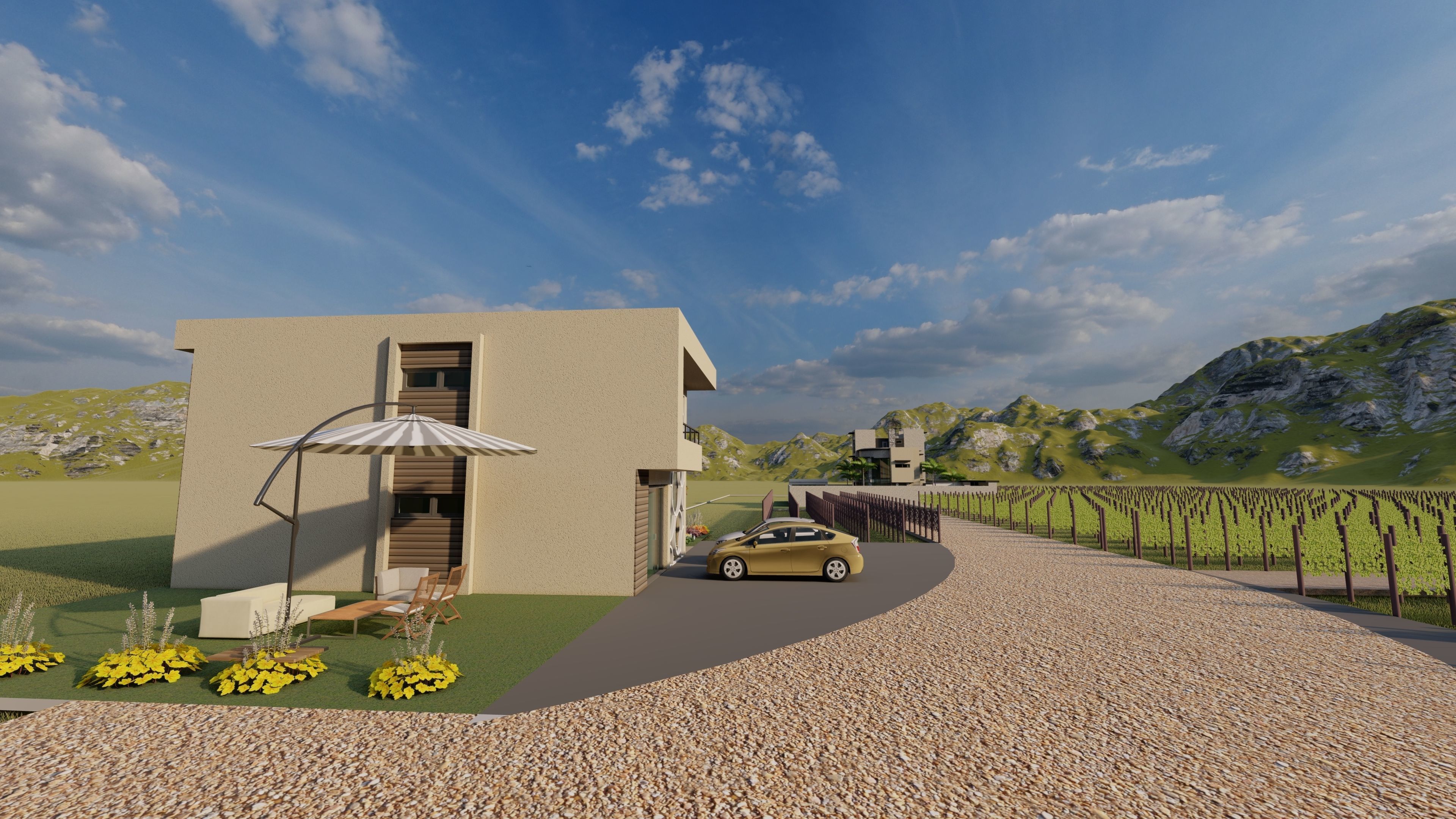 Agriculture landscape model Grapevine design  Low-poly 3D model_4