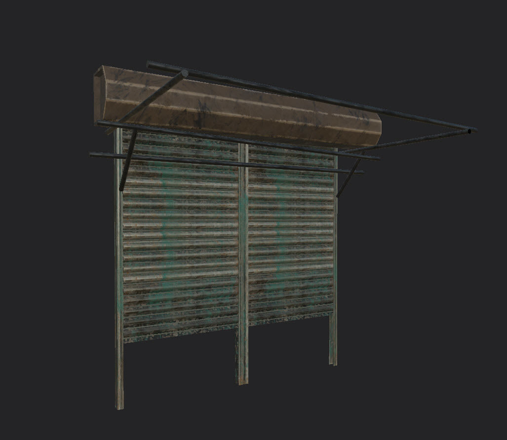 Shops And Shutter Low-poly 3D model_1