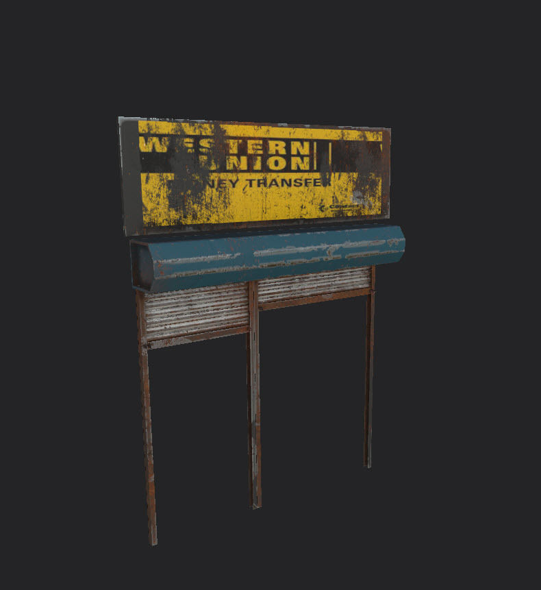 Shops And Shutter Low-poly 3D model_10