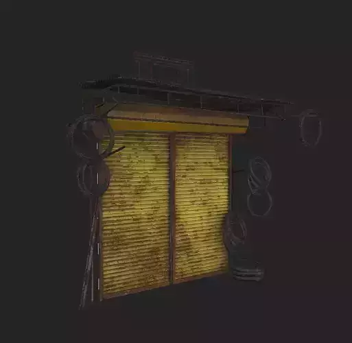 Shops And Shutter Low-poly 3D model