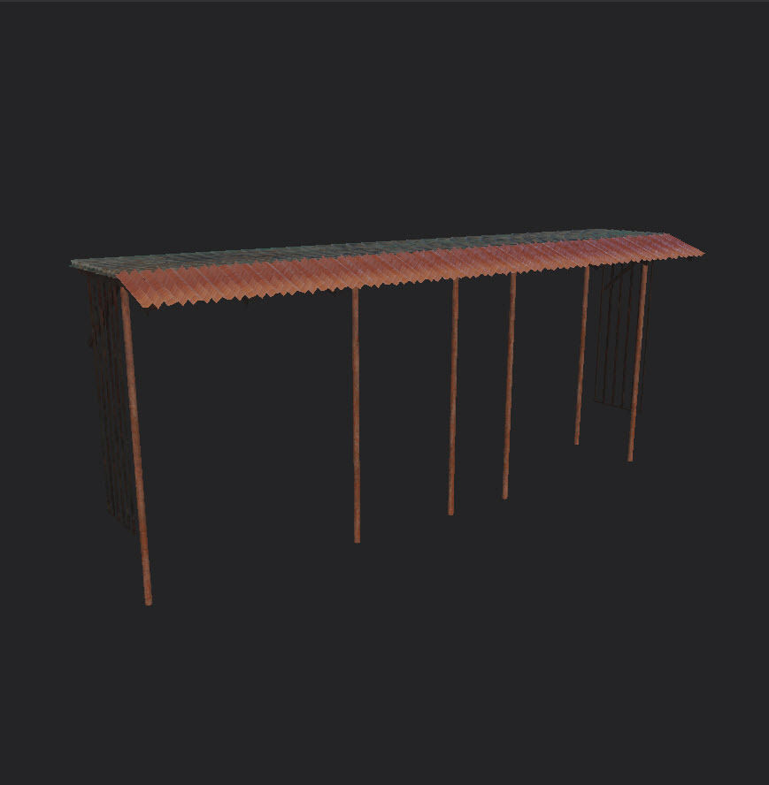 Shops And Shutter Low-poly 3D model_8