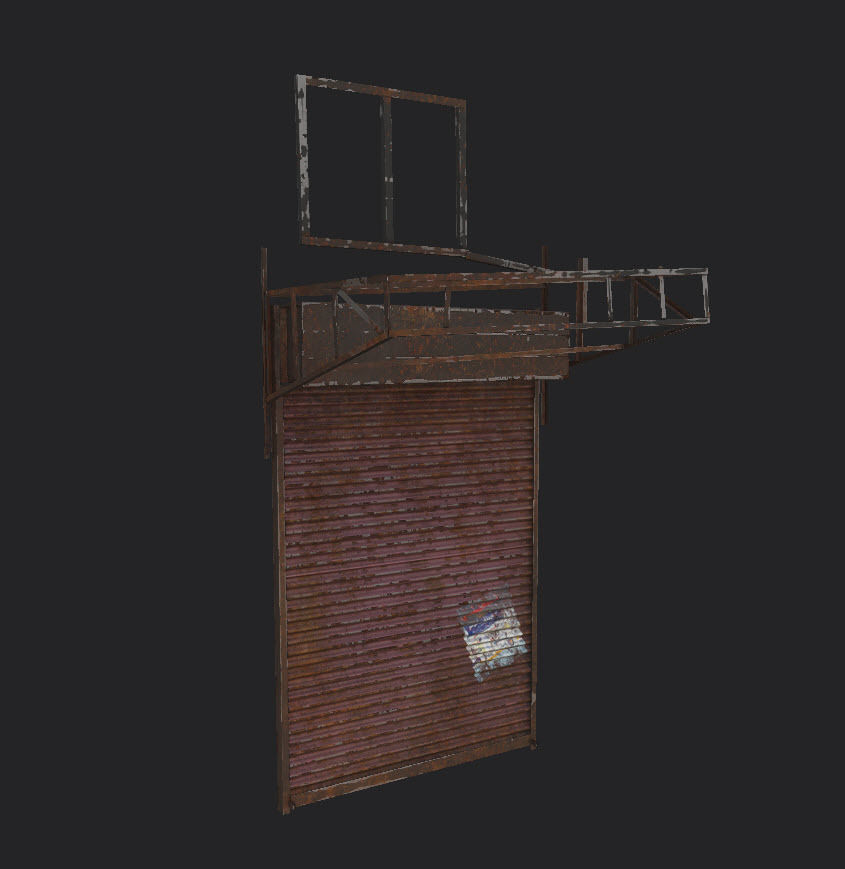 Shops And Shutter Low-poly 3D model_15