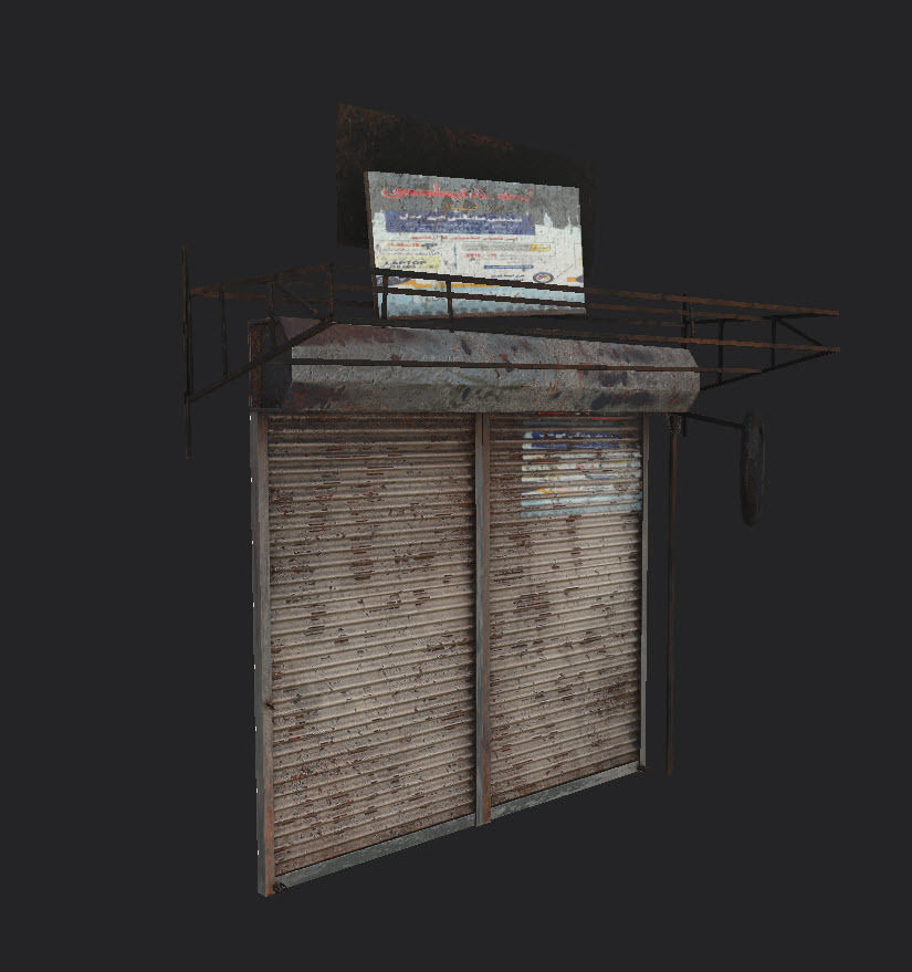 Shops And Shutter Low-poly 3D model_14