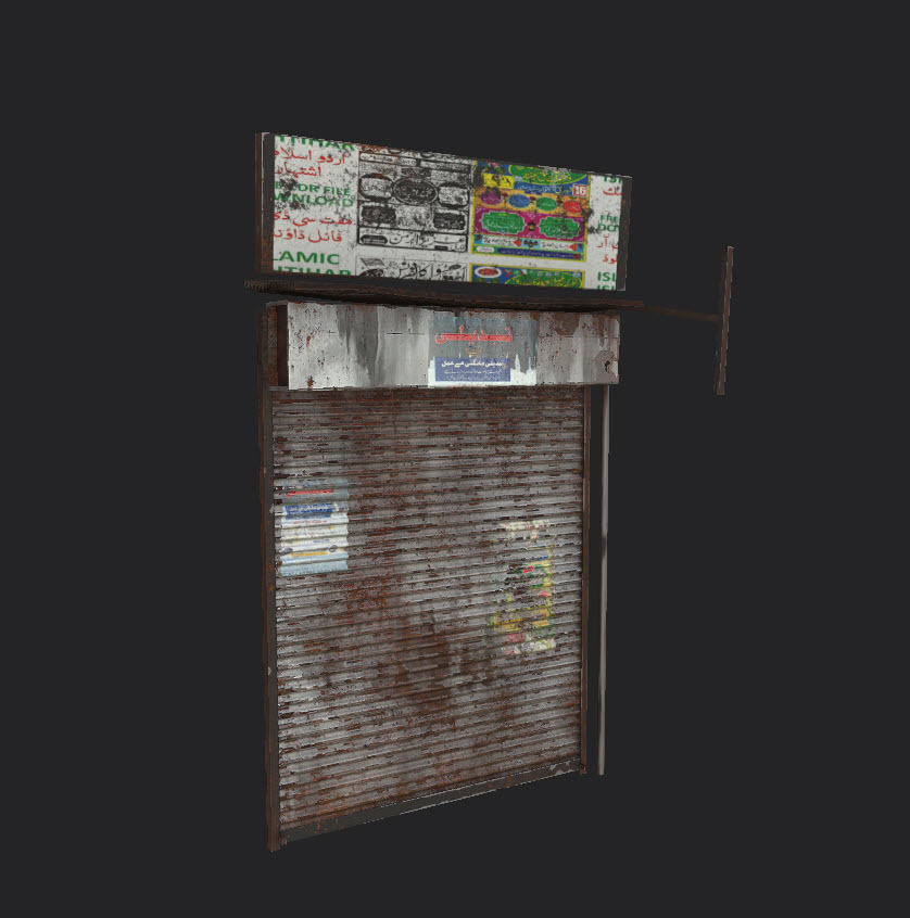 Shops And Shutter Low-poly 3D model_16