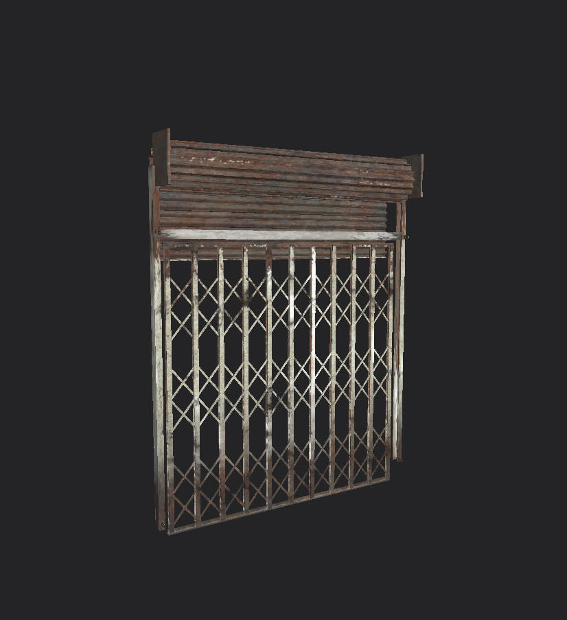 Shops And Shutter Low-poly 3D model_3
