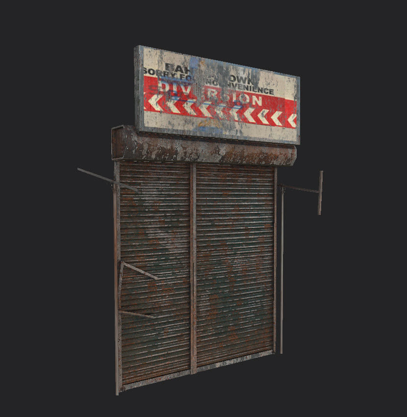Shops And Shutter Low-poly 3D model_13