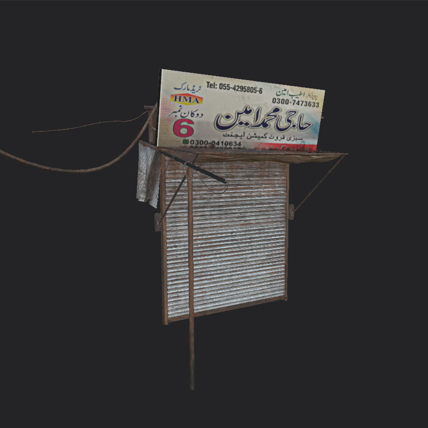 Shops And Shutter Low-poly 3D model_6