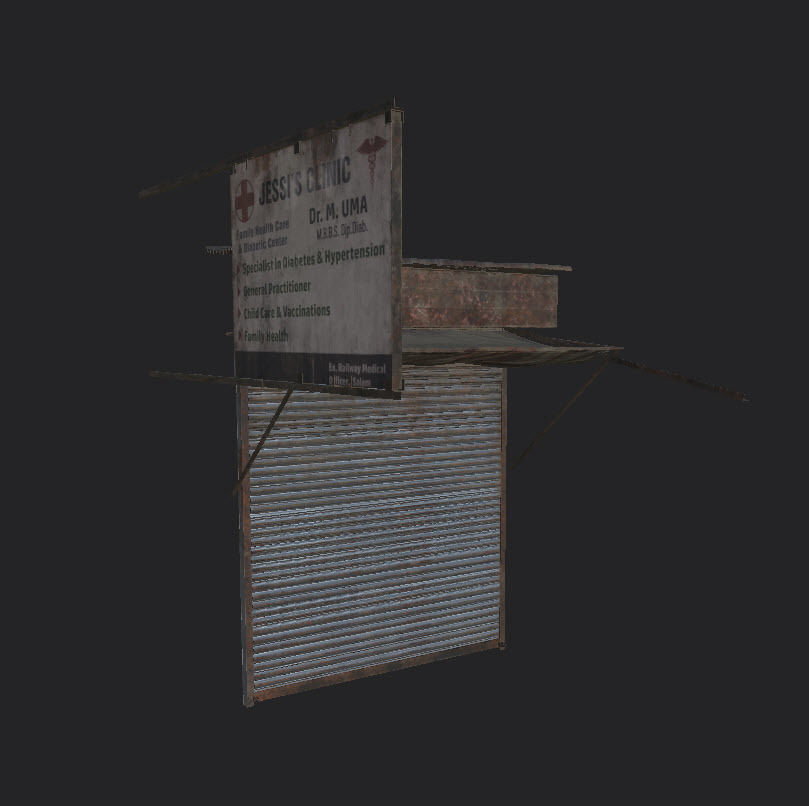 Shops And Shutter Low-poly 3D model_5
