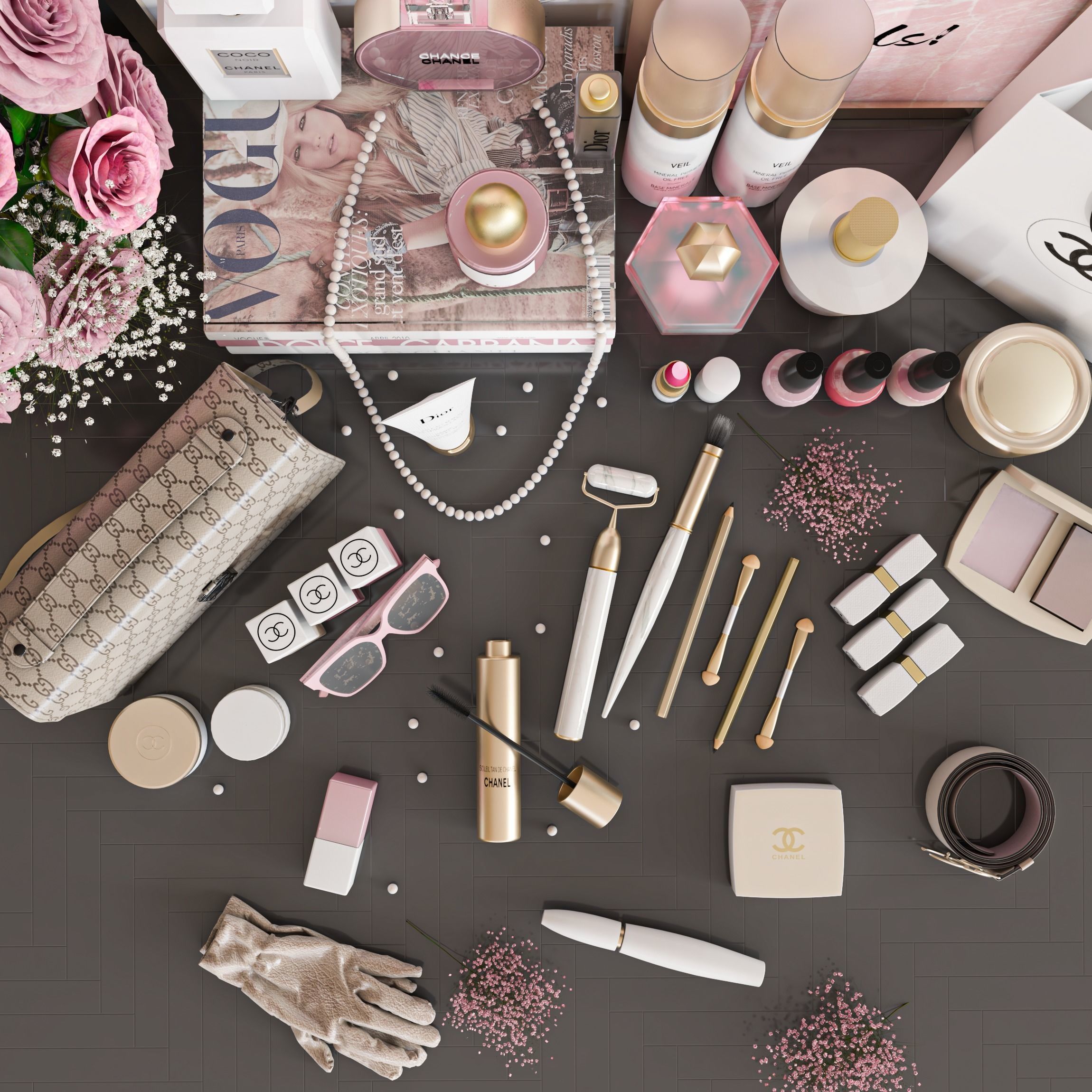 girls accessories  Low-poly 3D model_3