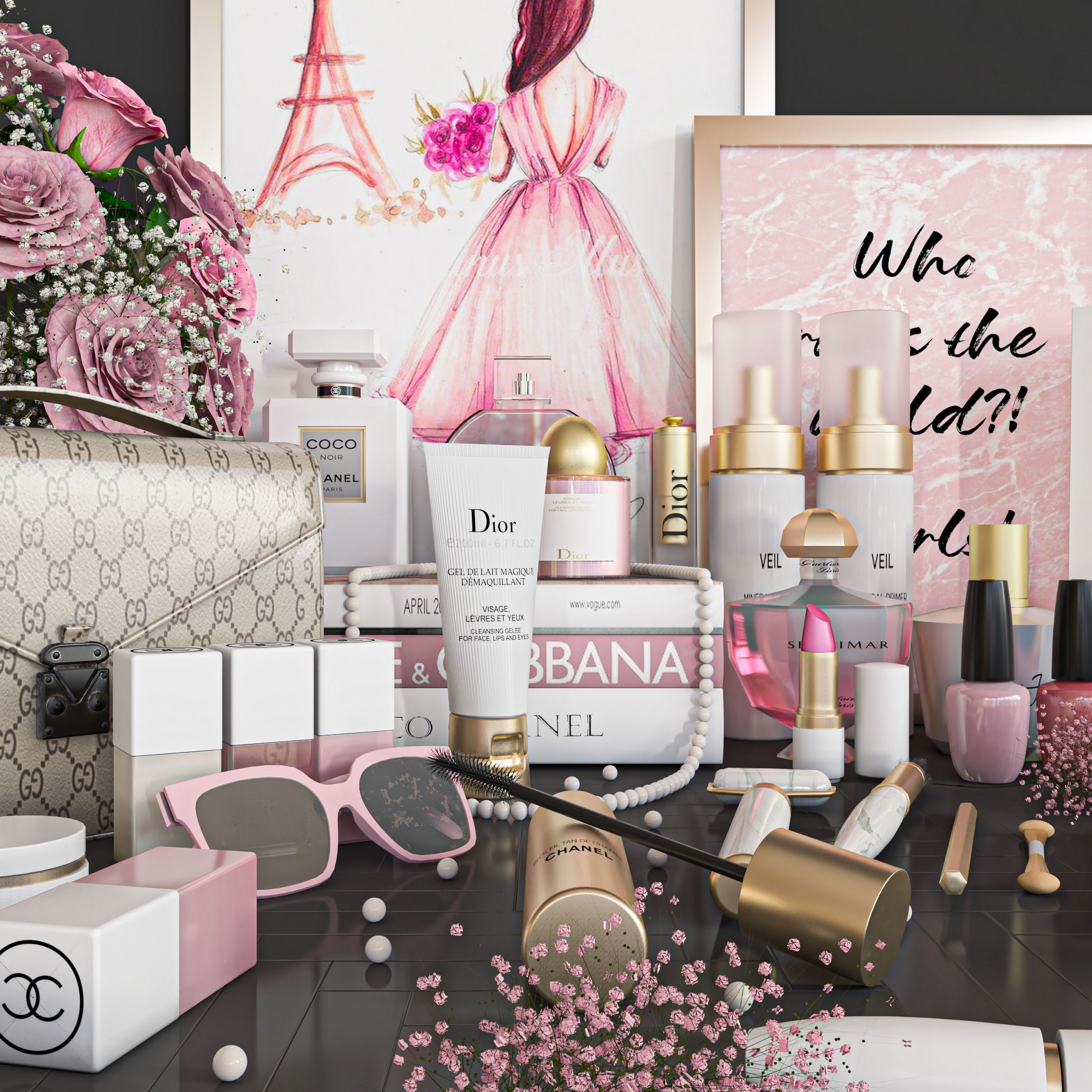 girls accessories  Low-poly 3D model_4