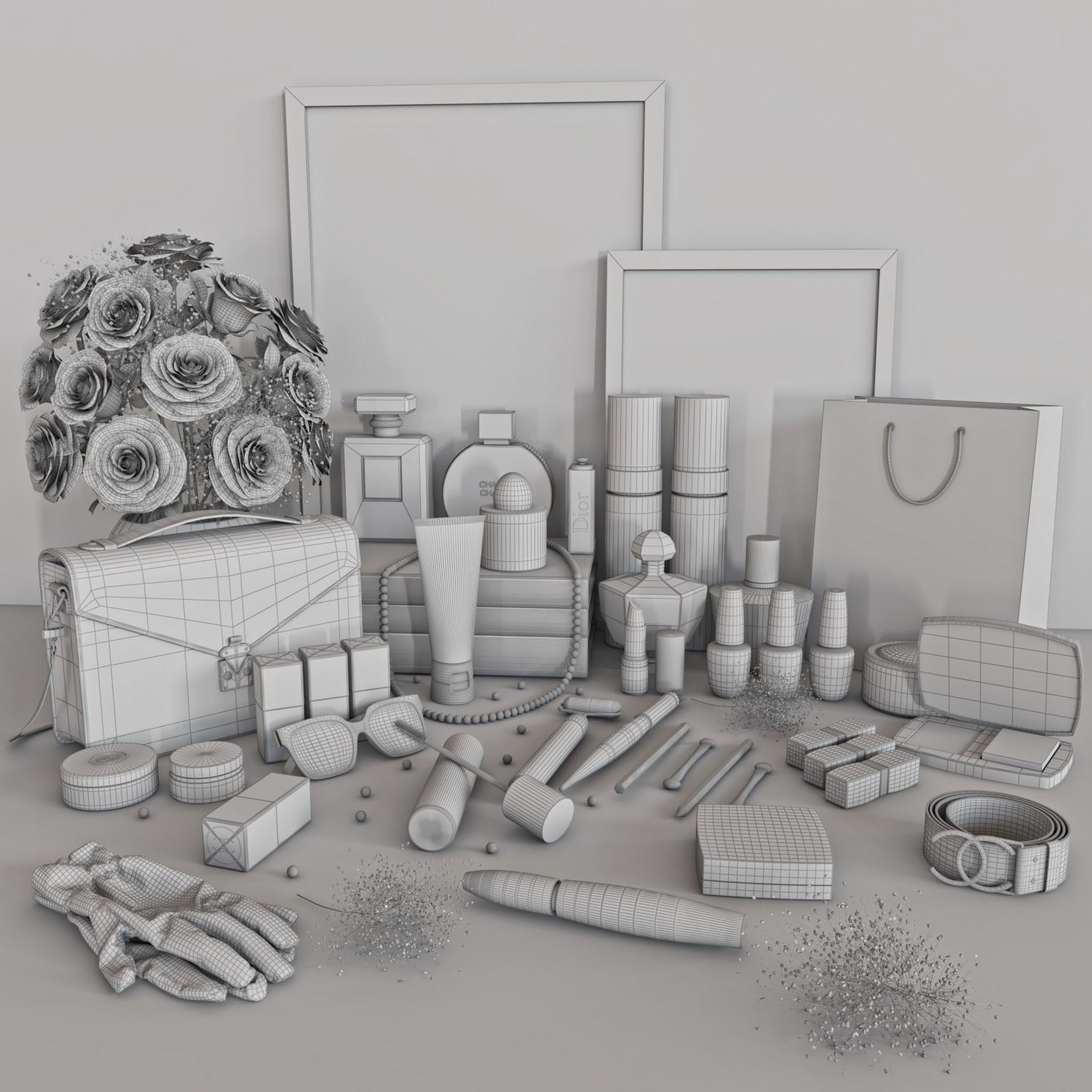 girls accessories  Low-poly 3D model_5