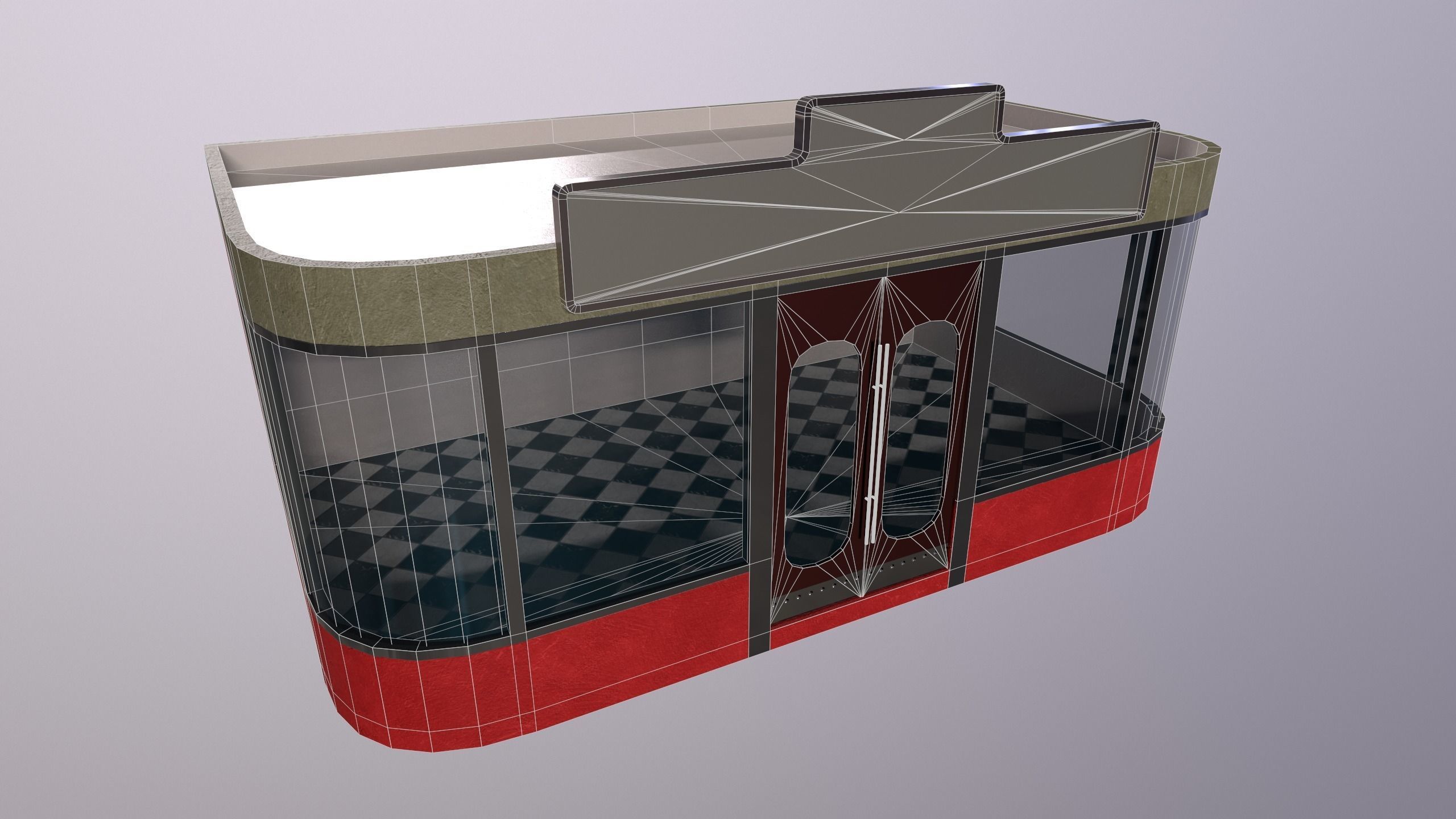 diner store with checkered floor Low-poly 3D model_2