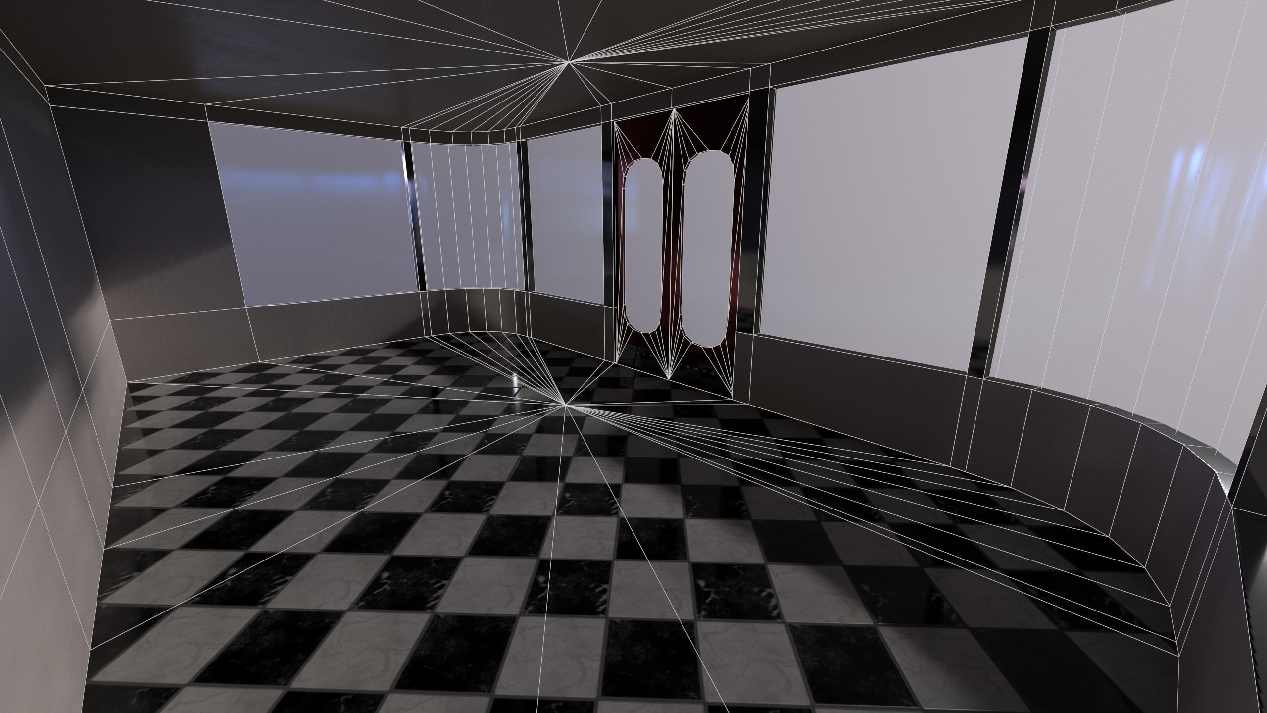 diner store with checkered floor Low-poly 3D model_10