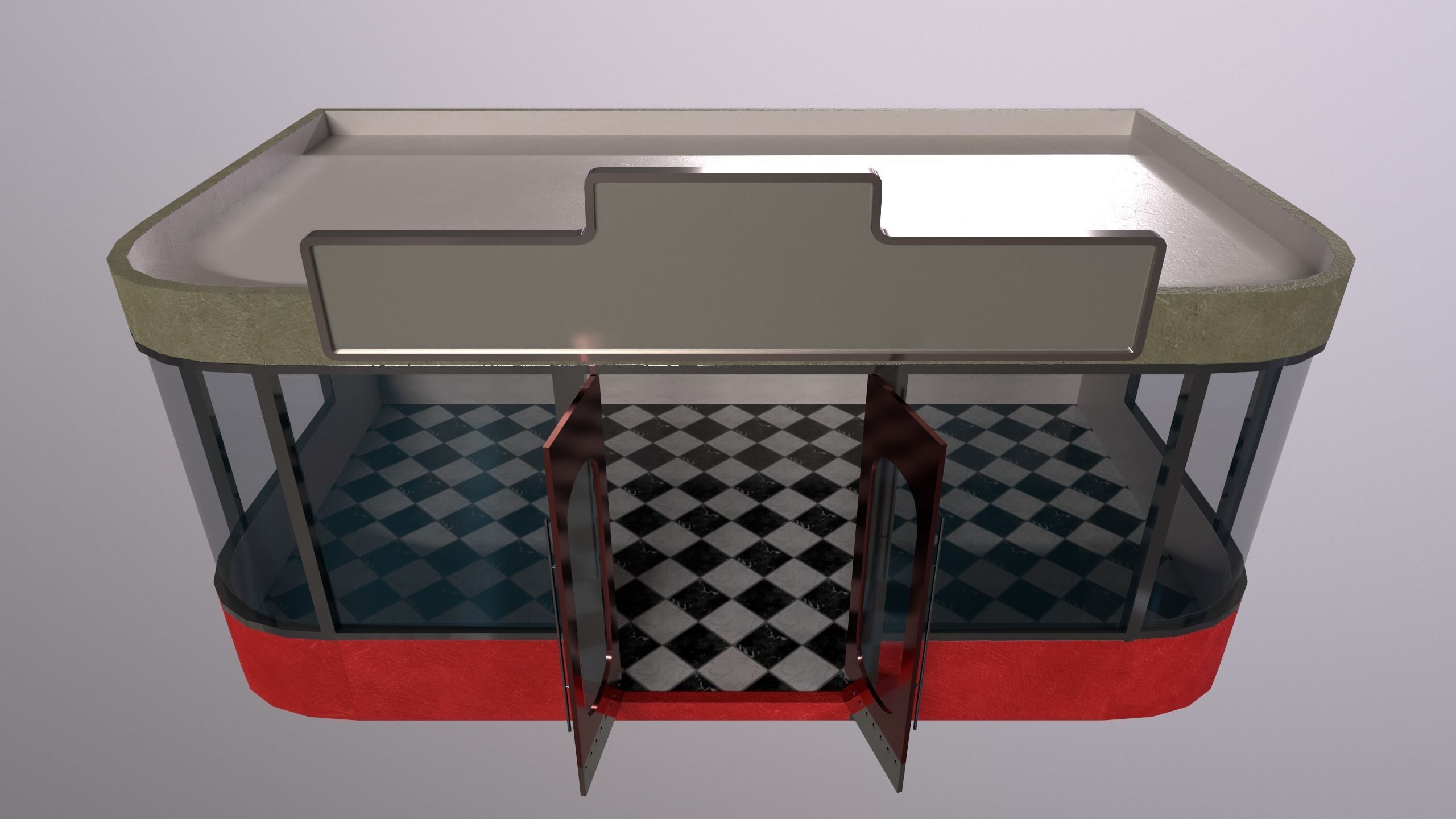 diner store with checkered floor Low-poly 3D model_3