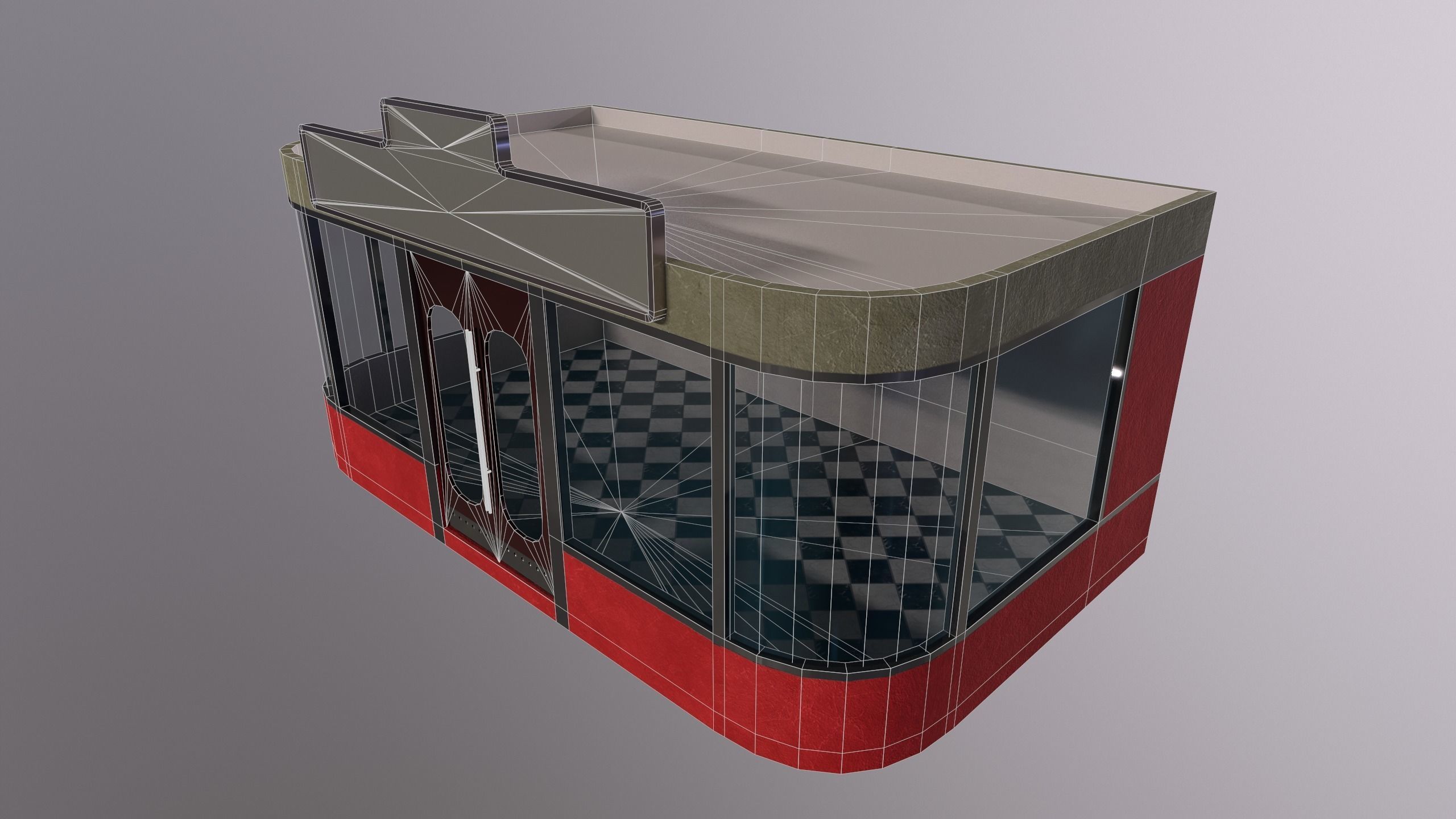 diner store with checkered floor Low-poly 3D model_4