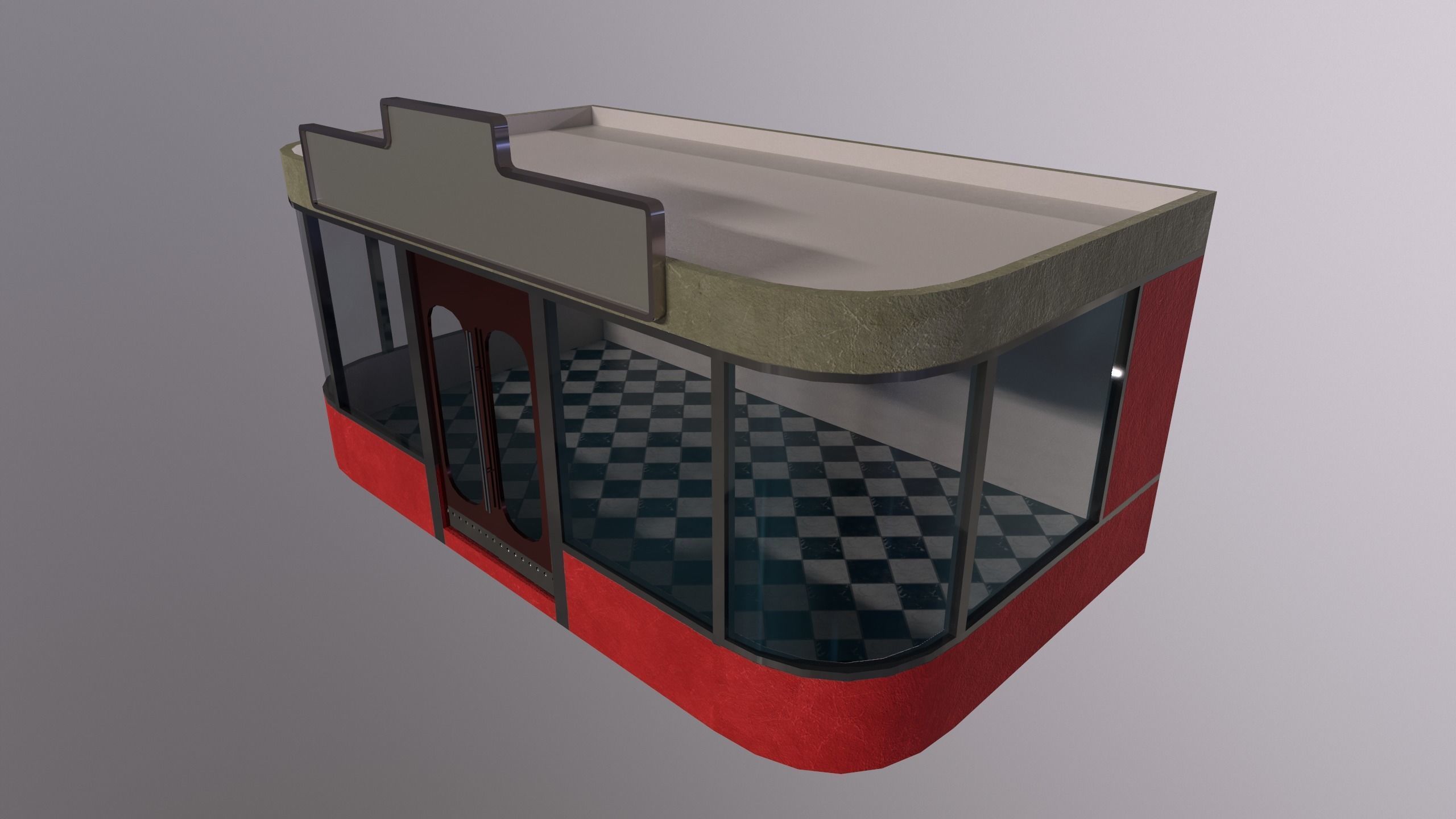 diner store with checkered floor Low-poly 3D model_5