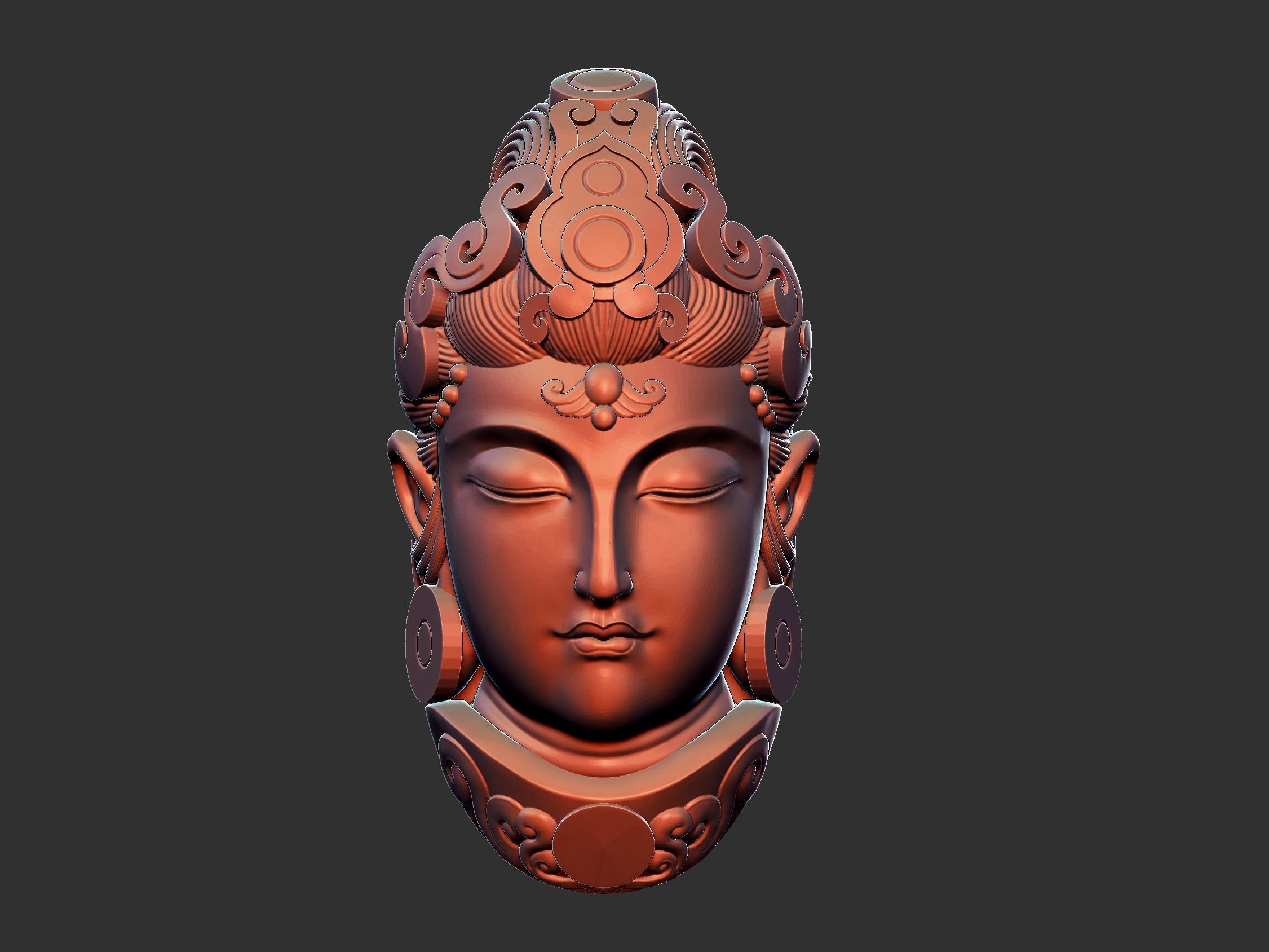Head of Kwanyin Bodhisattva 3D print model_2