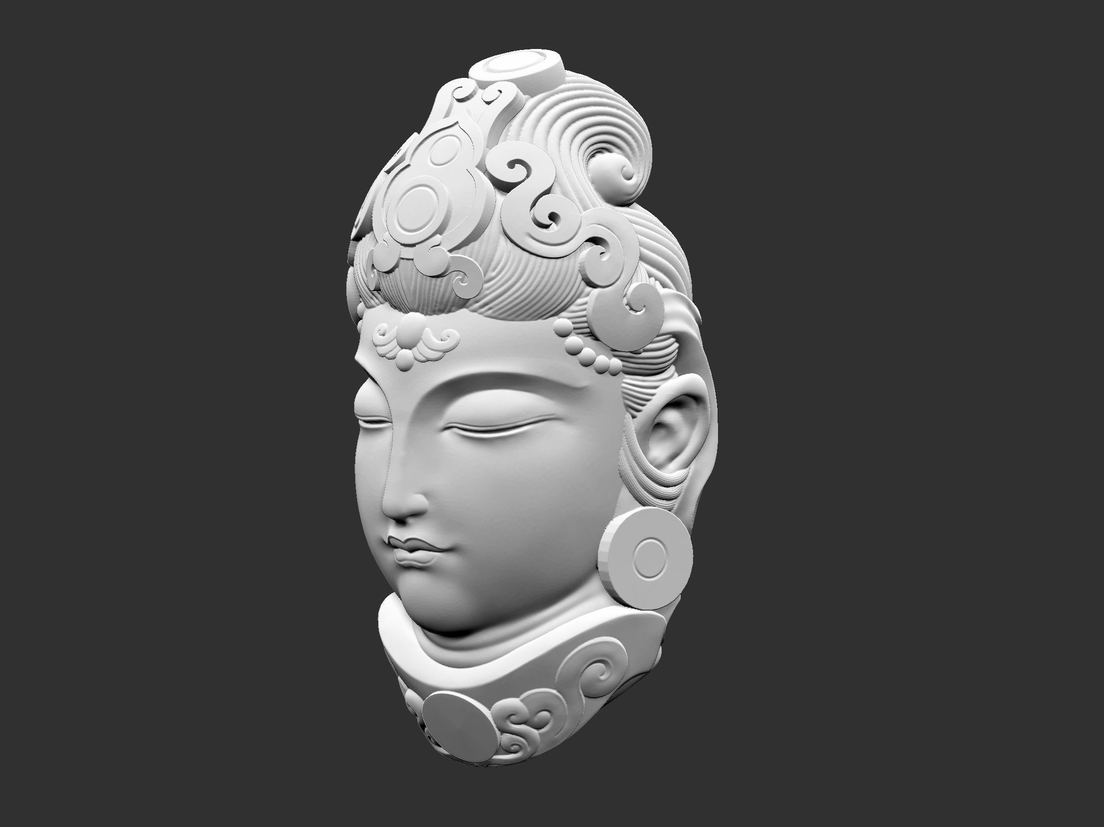 Head of Kwanyin Bodhisattva 3D print model_5
