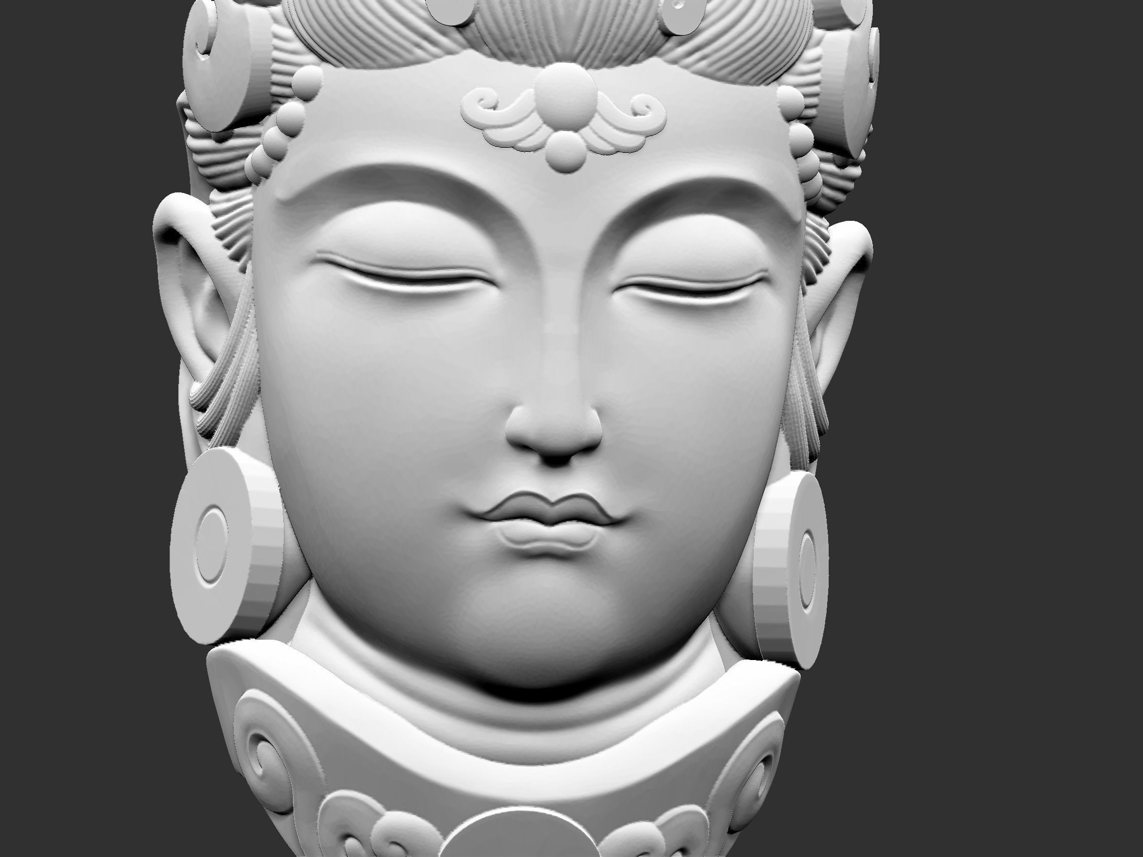 Head of Kwanyin Bodhisattva 3D print model_6