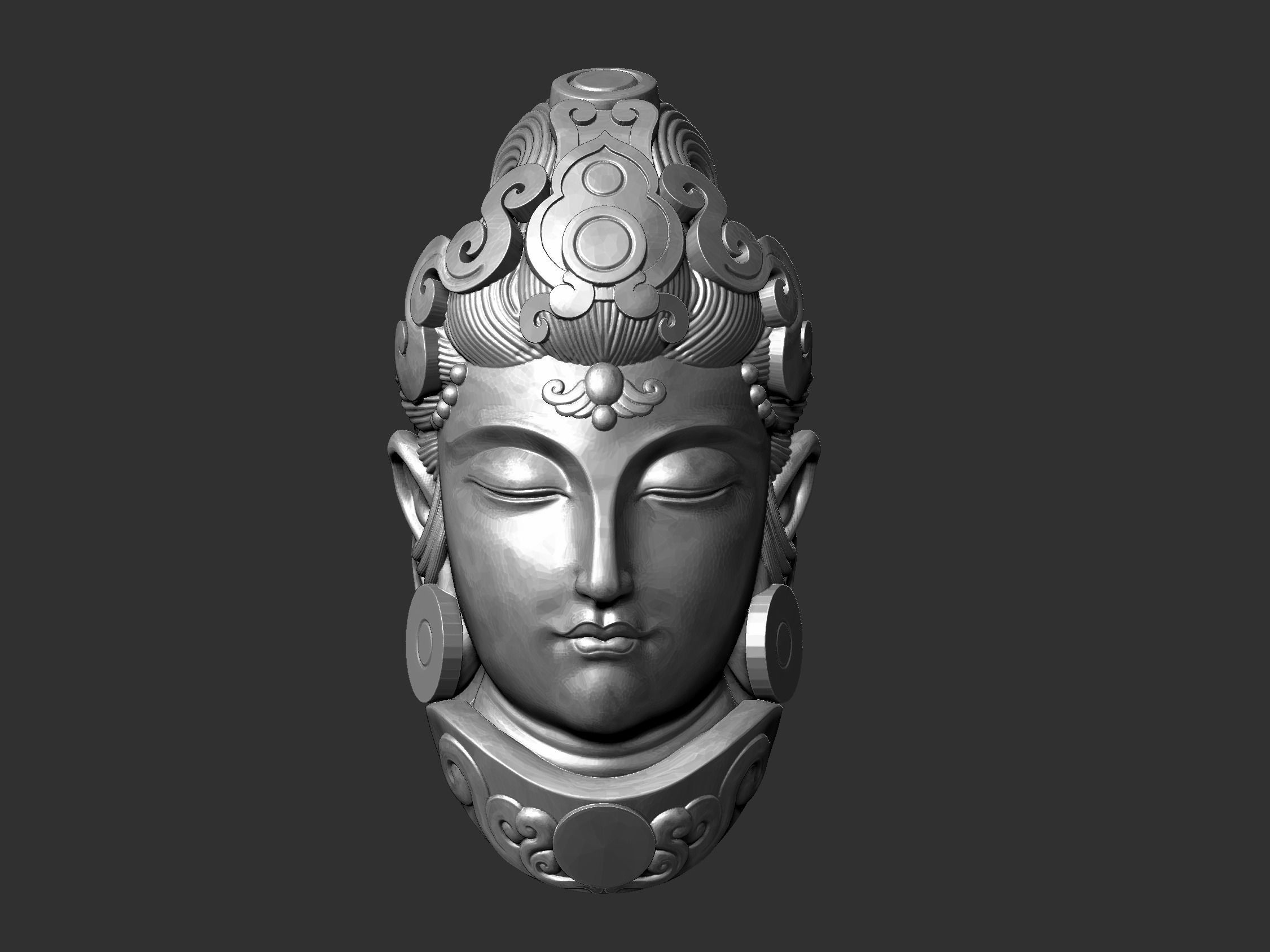 Head of Kwanyin Bodhisattva 3D print model_1
